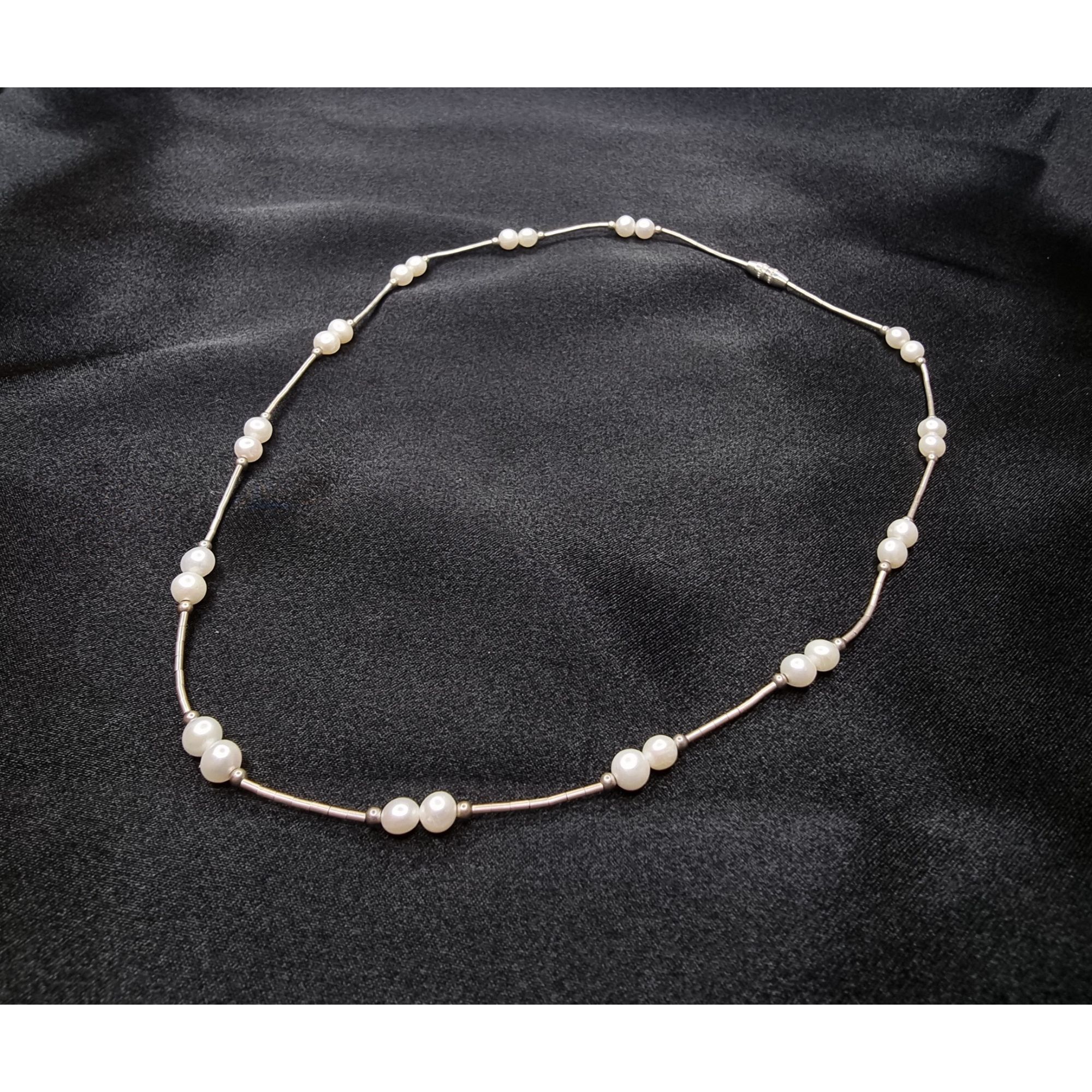 Vintage Vintage Sterling Silver 925 Necklace With Genuine White Pear Size ONE SIZE - 3 Thumbnail