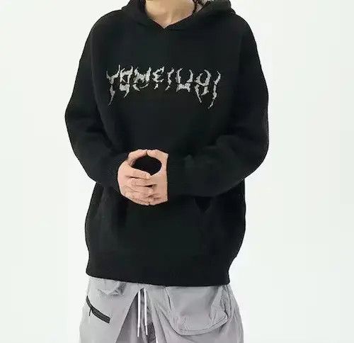 VIBE Vintage Streetwear black knit skeleton puff hoodie Size US XL / EU 56 / 4 - 6 Thumbnail