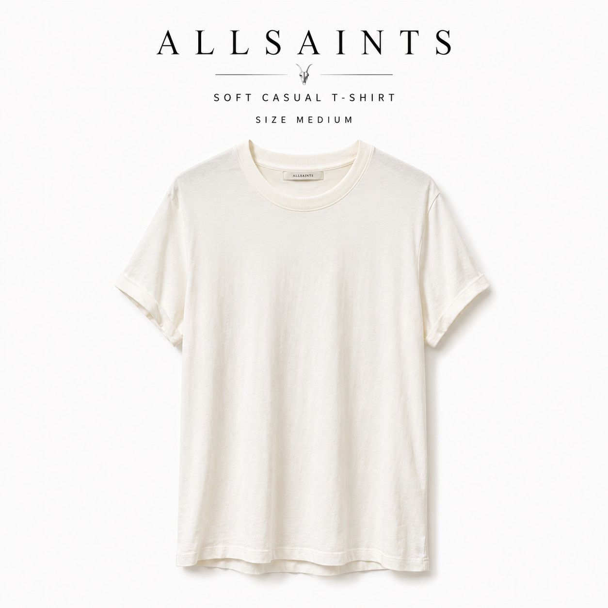 Allsaints AllSaints Off White Crew Neck Tee Shirt Soft Cotton Medium Size M / US 6-8 / IT 42-44 - 1 Thumbnail