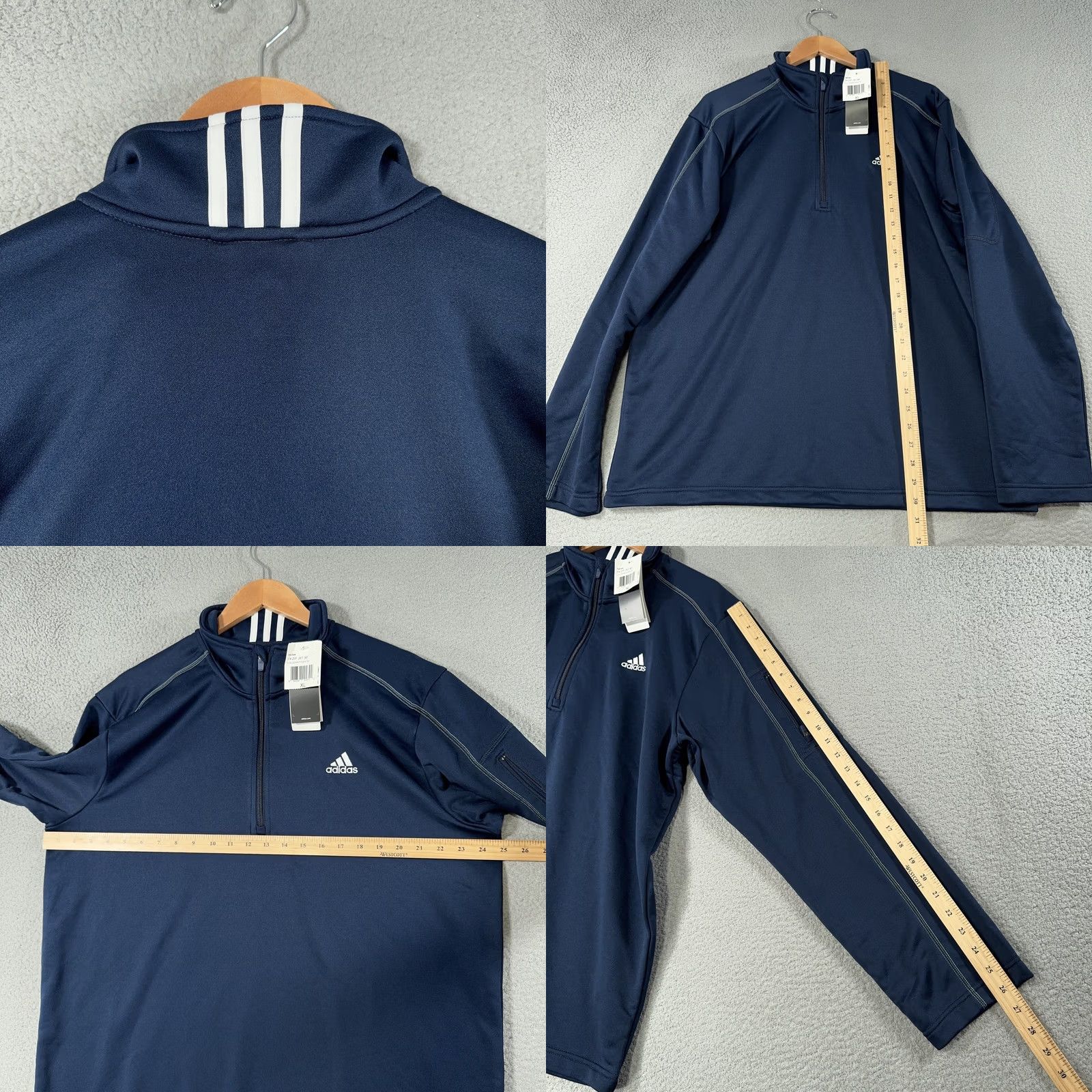 Adidas Adidas Pullover Jacket Mens XL Navy Blue 1/4 Zip Track Windbreaker Lightweight Athletic Size US XL / EU 56 / 4 - 9 Thumbnail