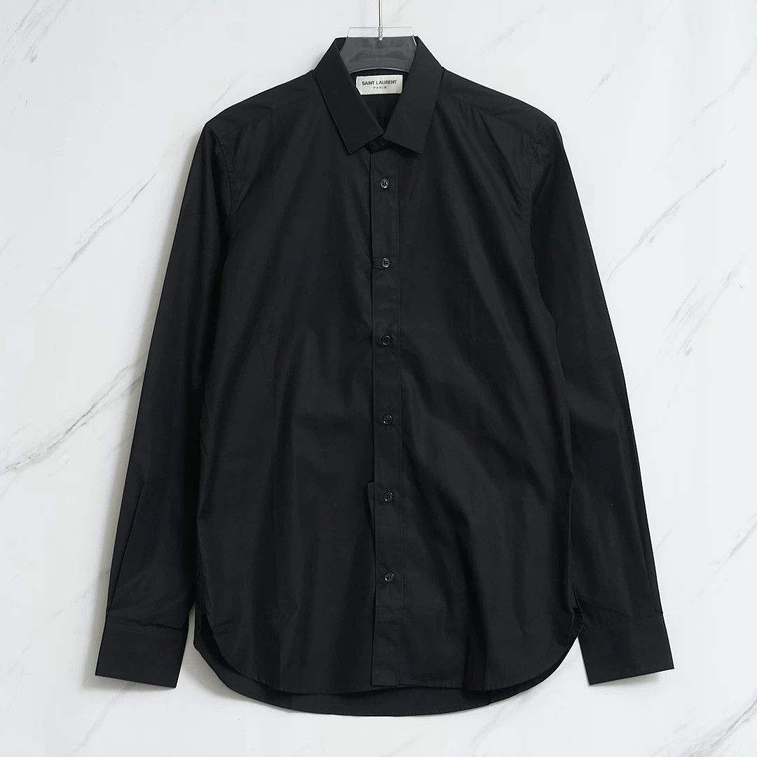 Saint Laurent Paris Saint Laurent Men's Solid Collared Shirt Size US M / EU 48-50 / 2 - 1 Thumbnail