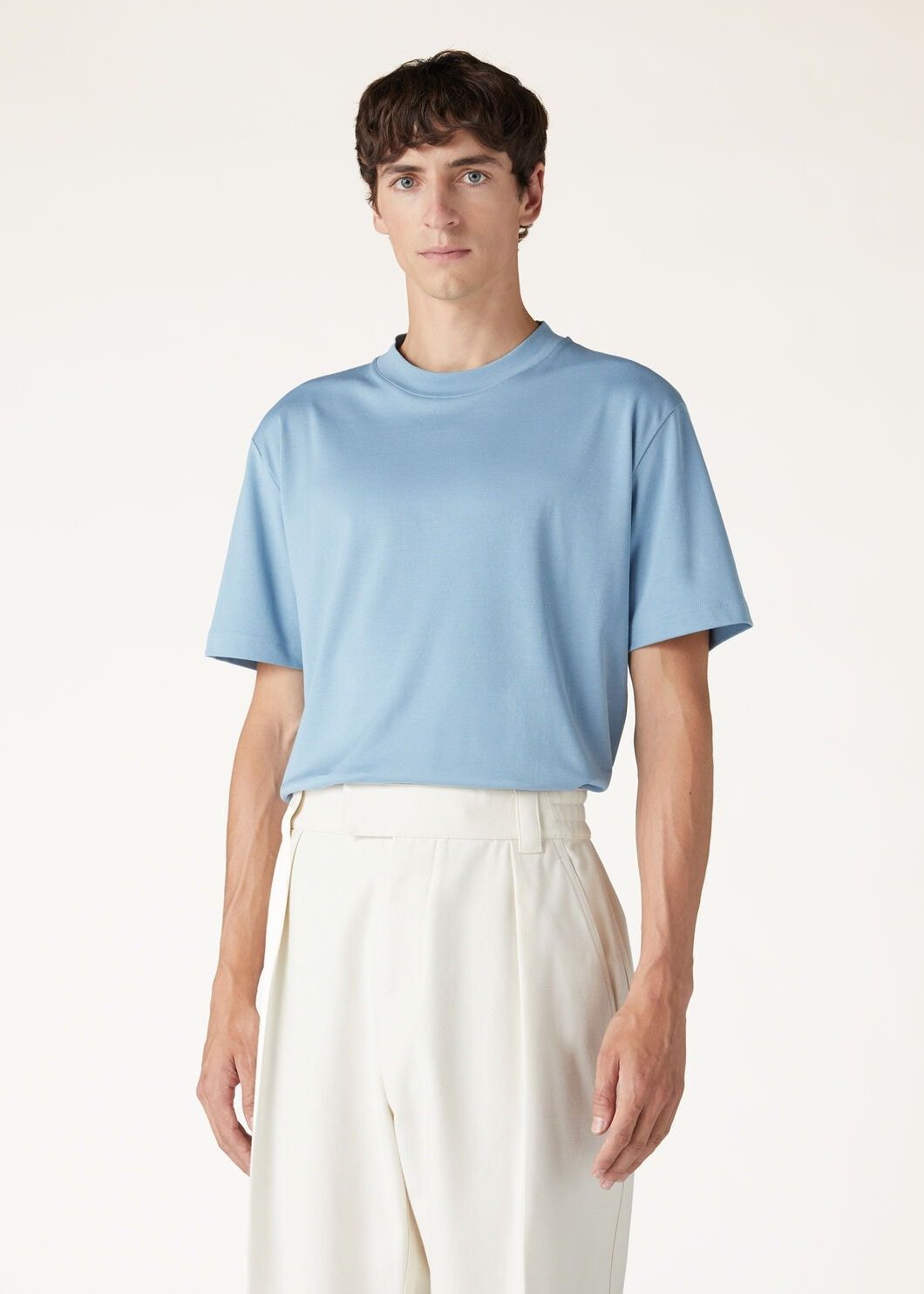 Loro Piana o1w1db10125 FAM8924 T-Shirt in Light Blue Size US XL / EU 56 / 4 - 2 Thumbnail