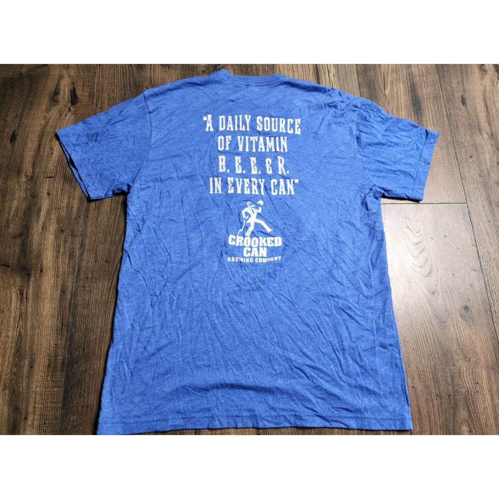 Vintage Funny Beer Vitamin Graphic Print T-Shirt Men's Large Blue Double-Sided Size US L / EU 52-54 / 3 - 2 Thumbnail