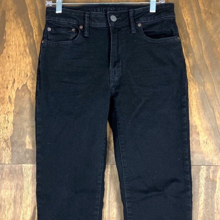 American Eagle Outfitters American Eagle Outfitters Mens Jeans Black Denim Slim Straight Stretch 29X30 Size US 29 - 2 Thumbnail
