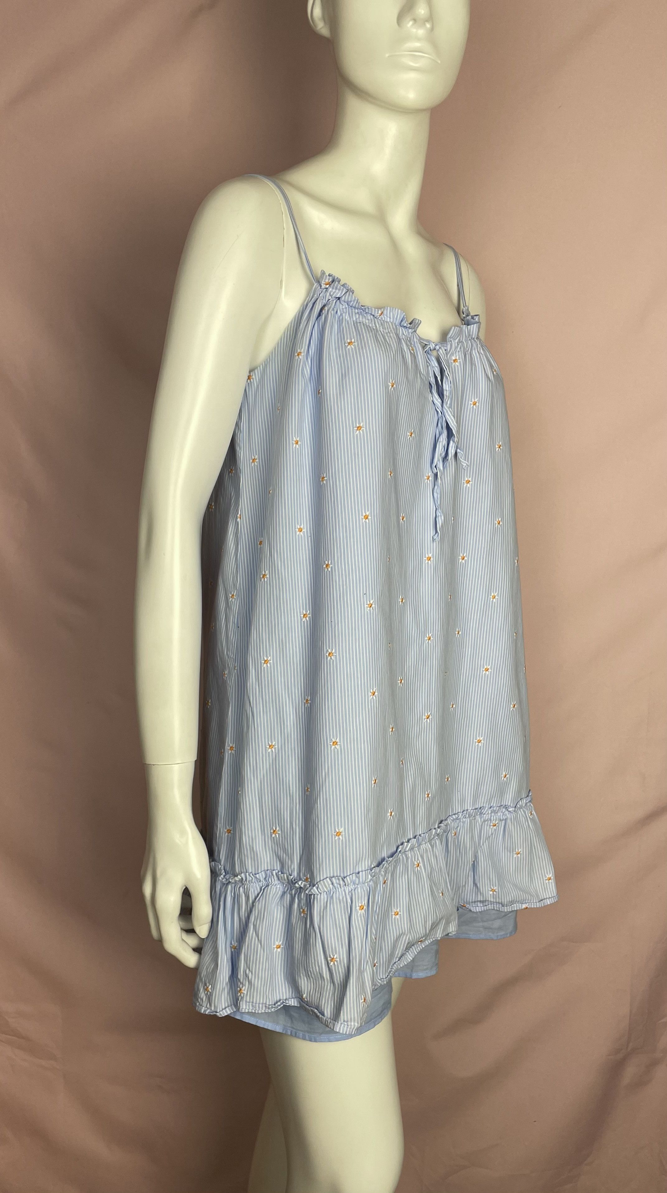 Sezane Sezane Blue Sido Pinstripe Daisy Floral Mini Dress EU 38 Size S / US 4 / IT 40 - 5 Thumbnail