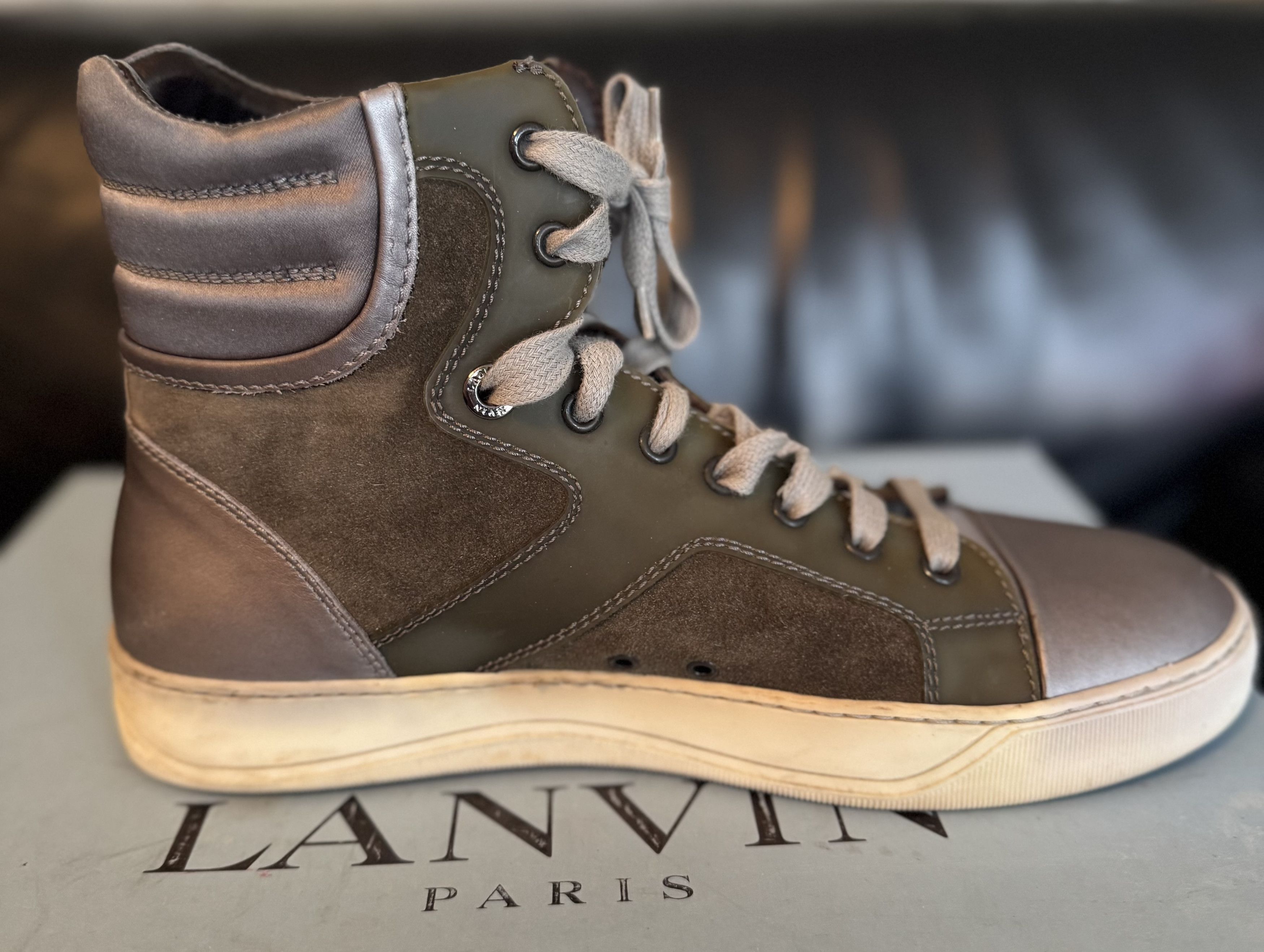 Lanvin Lanvin Tennis Haute Velours/Veau Metalisé High Trainer Size US 7 / EU 40 - 6 Thumbnail