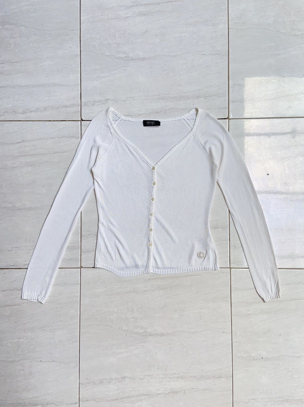 image of Versace Classic V2 White Cardigan, Women's (Size Small)