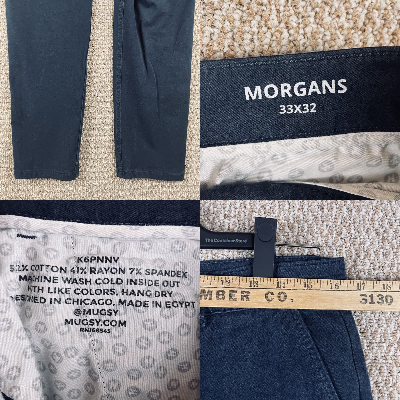 Vintage Mugsy Jeans Men 33x32 Blue Morgans Stretch Chino Preppy E187 Straight Comfort Size US 33 - 8 Thumbnail