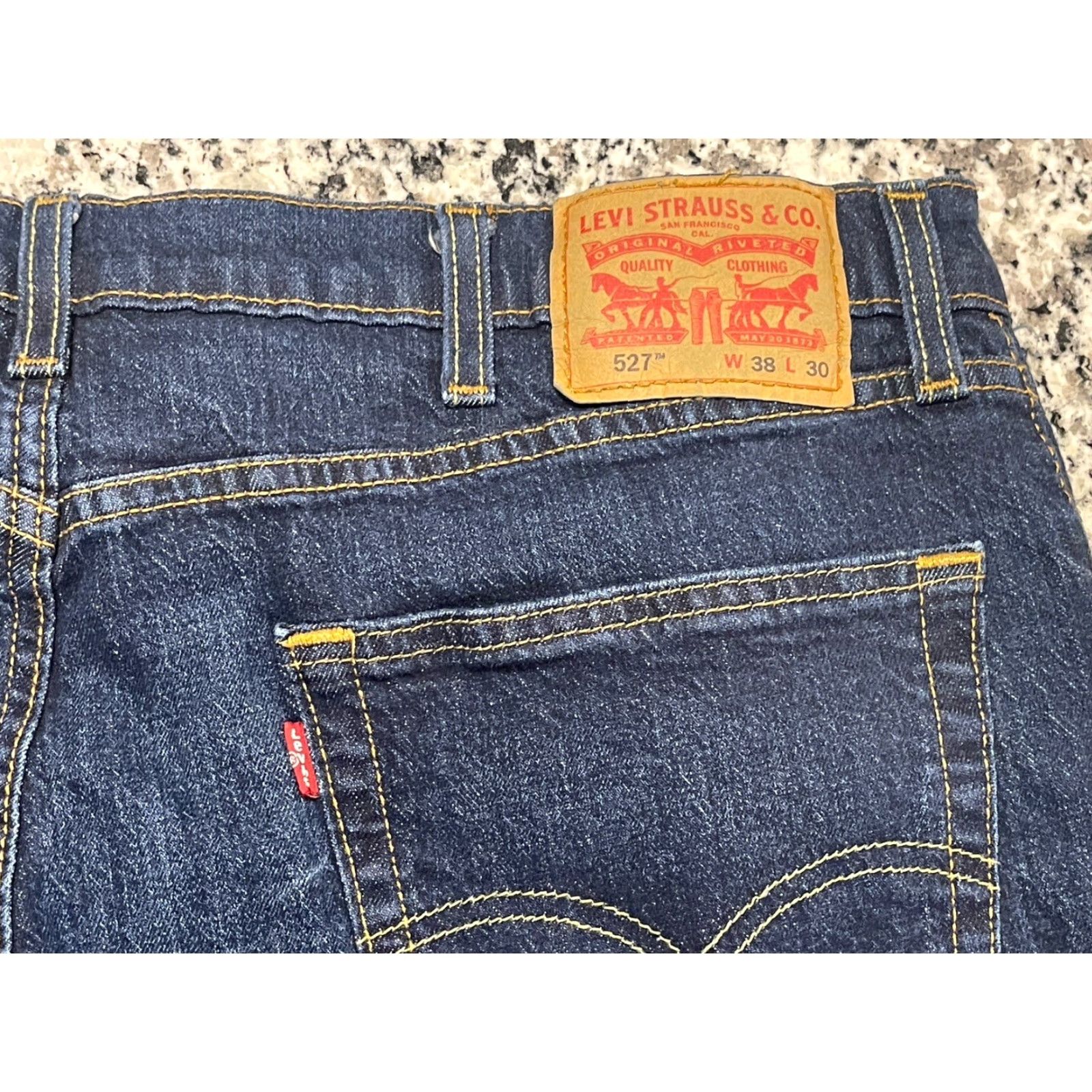 Levi's VINTAGE Levi's 527 Bootcut Jeans Mens 37x29.5 Blue Dark Wash Denim Stretch Cotton Classic Size US 37 - 6 Thumbnail