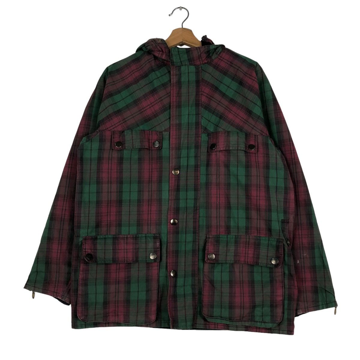 🔥VINTAGE WAX JACKET WORKER BRITISH MILLERAIN TARTAN DESIGN