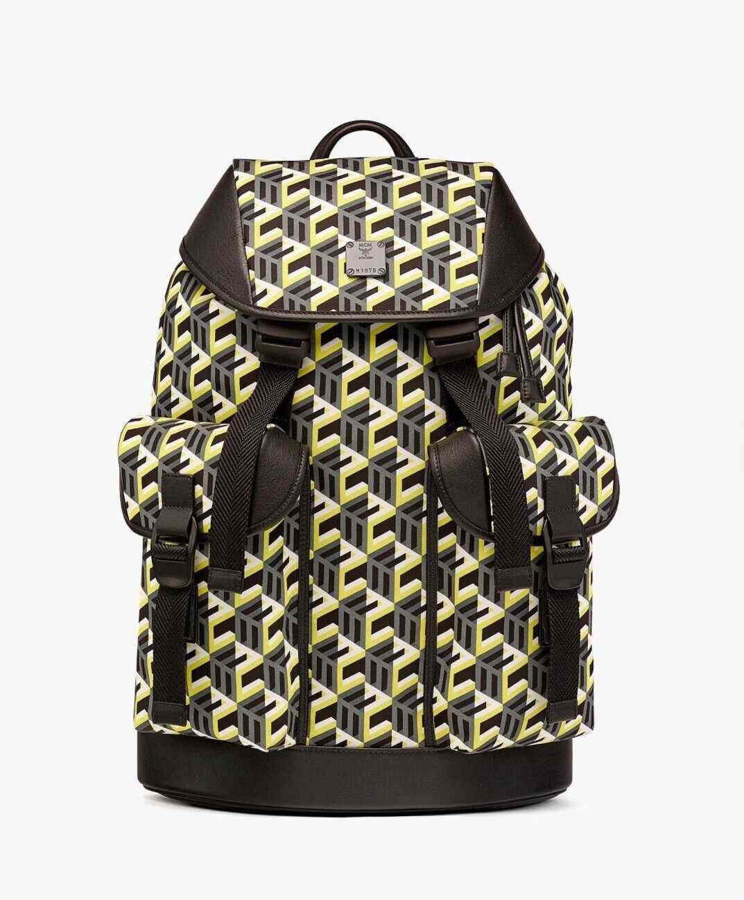 MCM Brandenburg Yellow/Black Cubic Monogram Unisex Nylon Size ONE SIZE - 1 Thumbnail