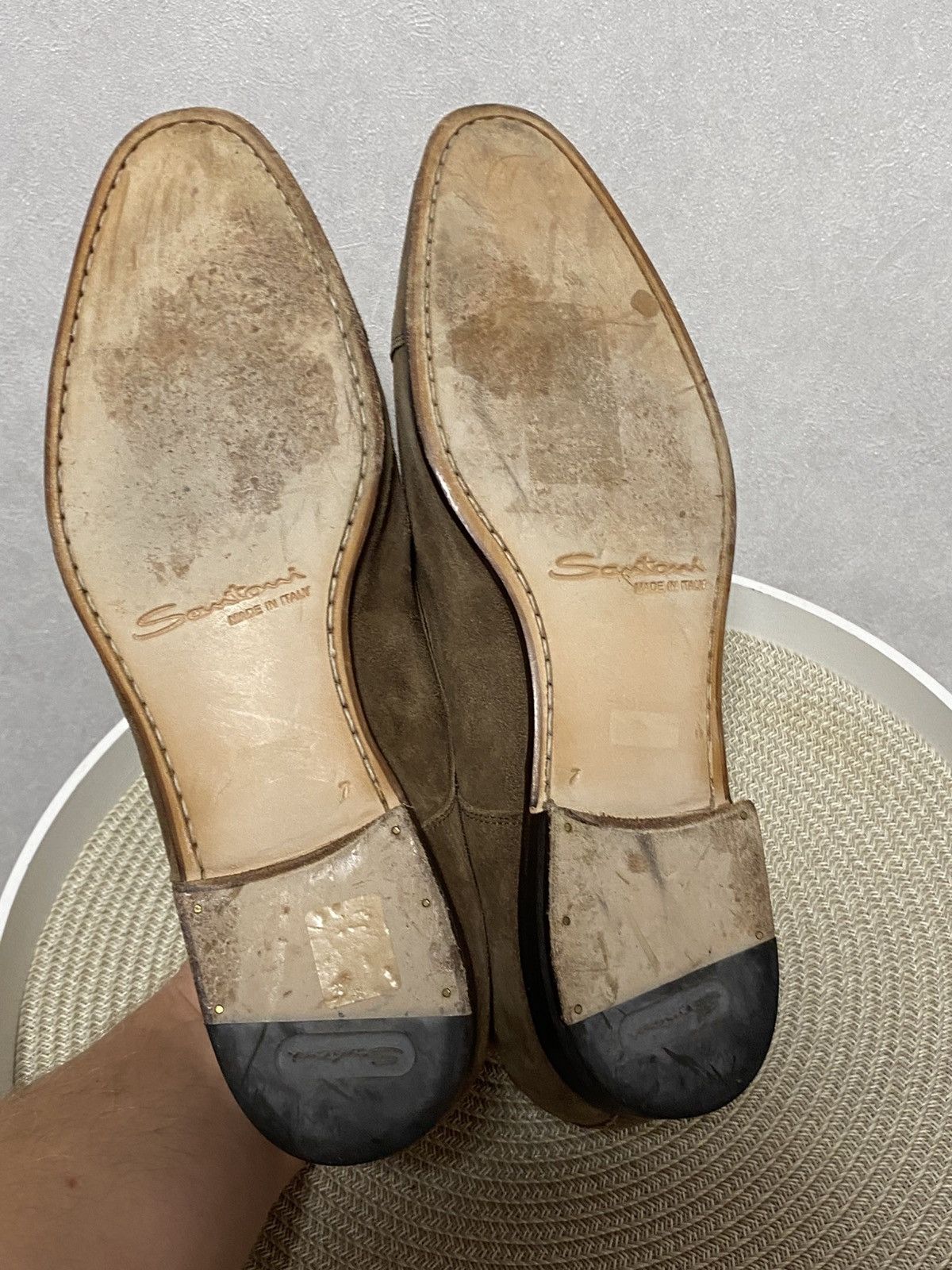 Santoni Santoni Taupe Suede Double Monk Strap Shoes Size: 7/41 Size US 8 / EU 41 - 10 Thumbnail