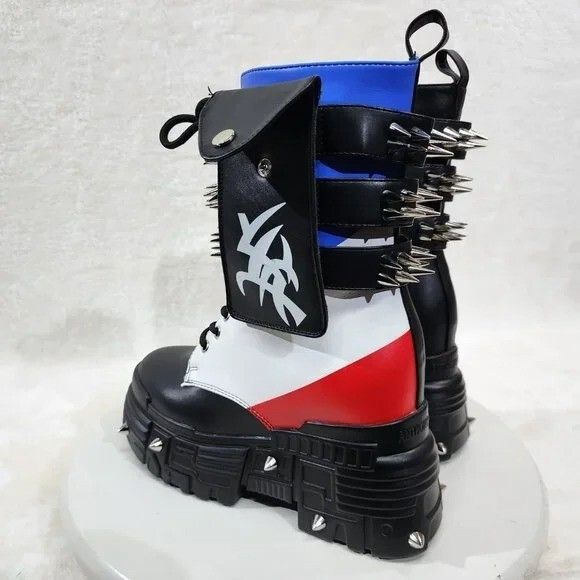 Other Anthony Wang Red White Blue Black Night Cyber Punk Goth Mid Size US 8.5 / IT 38.5 - 7 Thumbnail