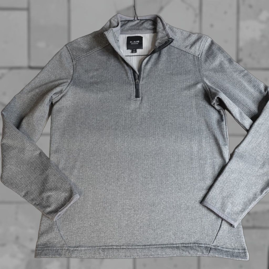 Vintage 01 Algo Sweater 1/4 Zip Gray Small Pullover Thermal Long Sleeve Wool Polyester Mens Retro Casual Size US S / EU 44-46 / 1 - 1 Thumbnail