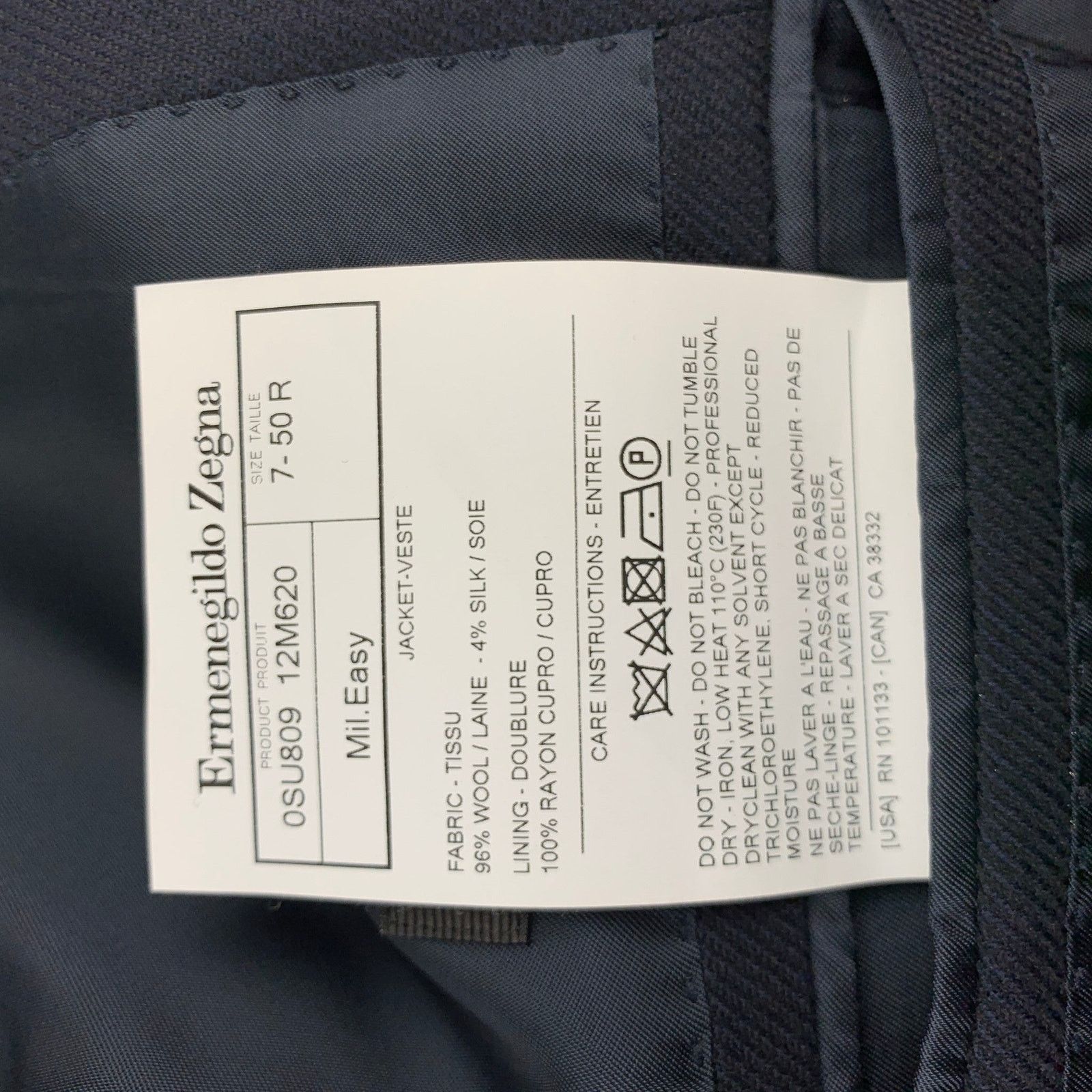 Ermenegildo Zegna ERMENEGILDO ZEGNA Size 40 Navy Silk / Wool Custom Sport Coat Size 40R - 7 Thumbnail