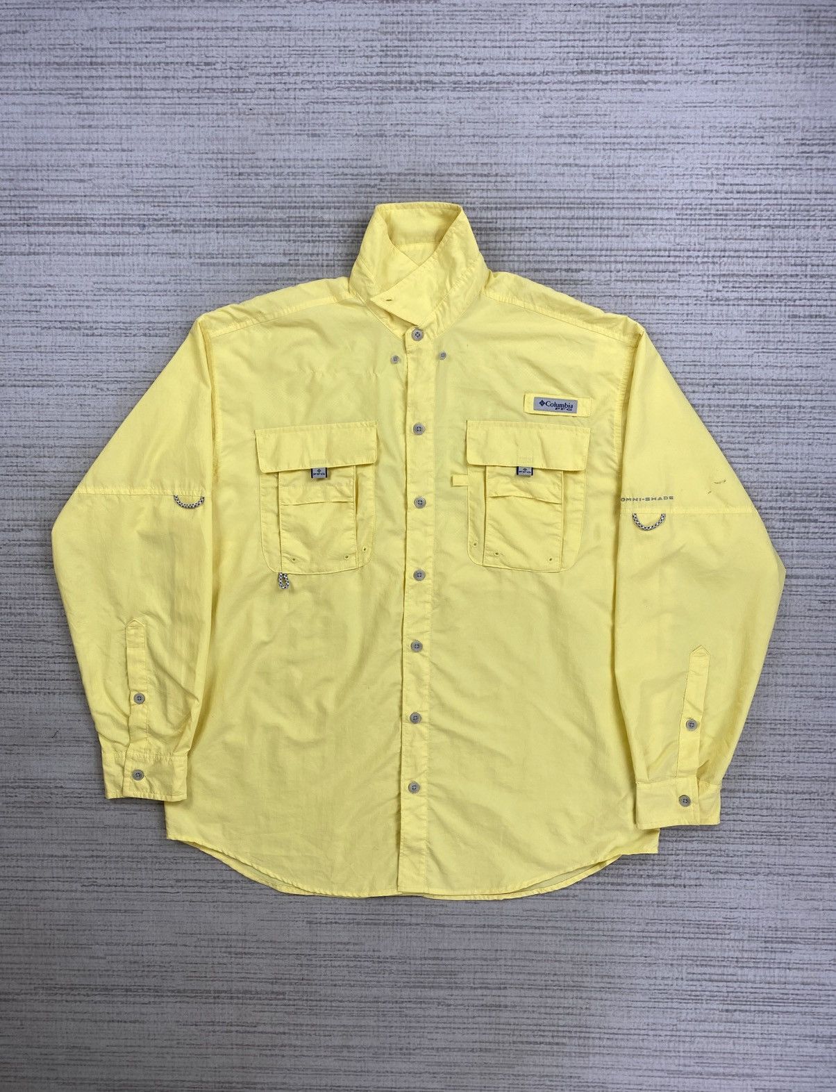 Columbia × Japanese Brand × Vintage Vintage Columbia PFG Soft Yellow Longsleeve Button Up Shirt Size US L / EU 52-54 / 3 - 5 Thumbnail