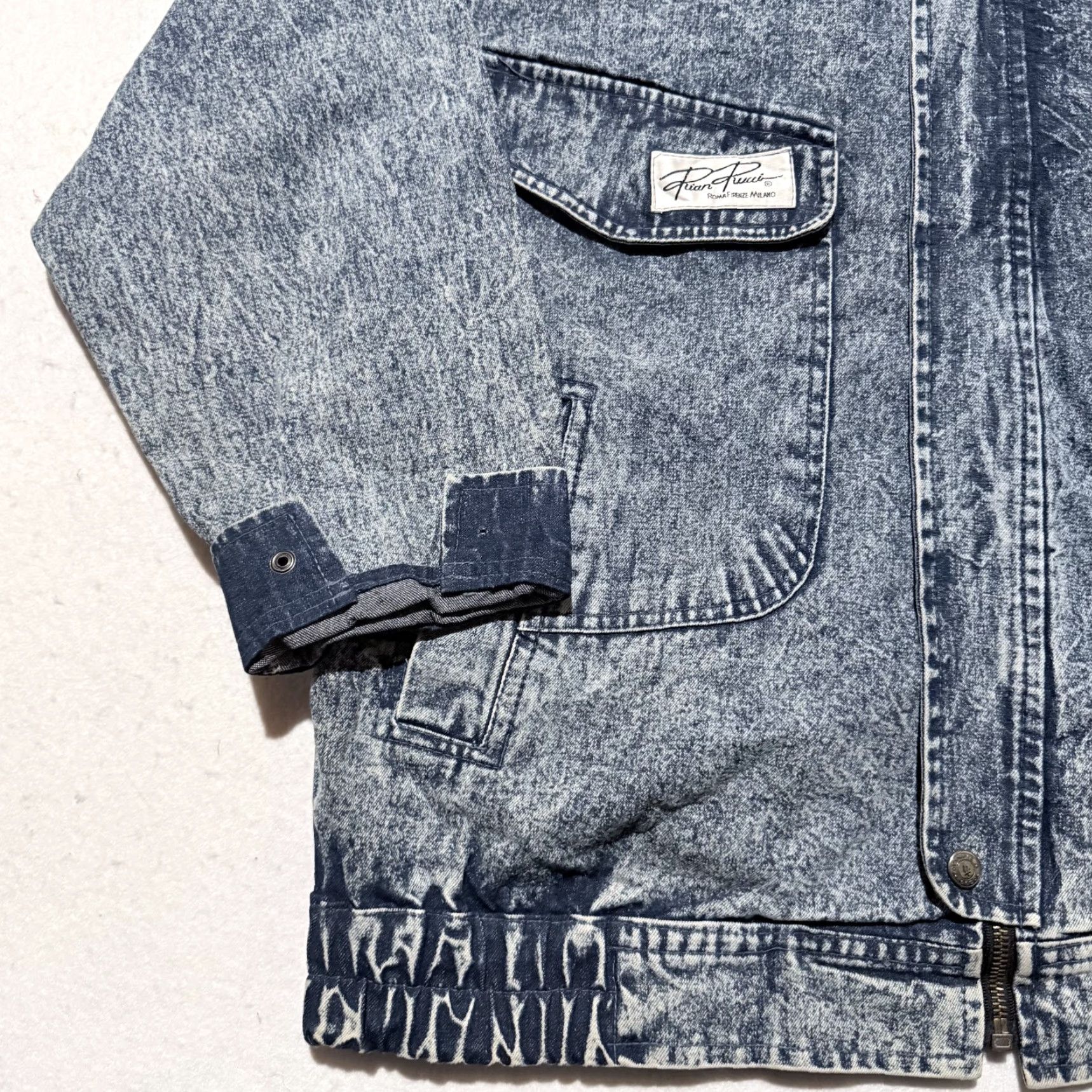 Denime VINTAGE Pian Pucci Trucker Jacket Men Blue Acid Wash Denim Full Zip Classic XL Jacket Size US XL / EU 56 / 4 - 7 Thumbnail