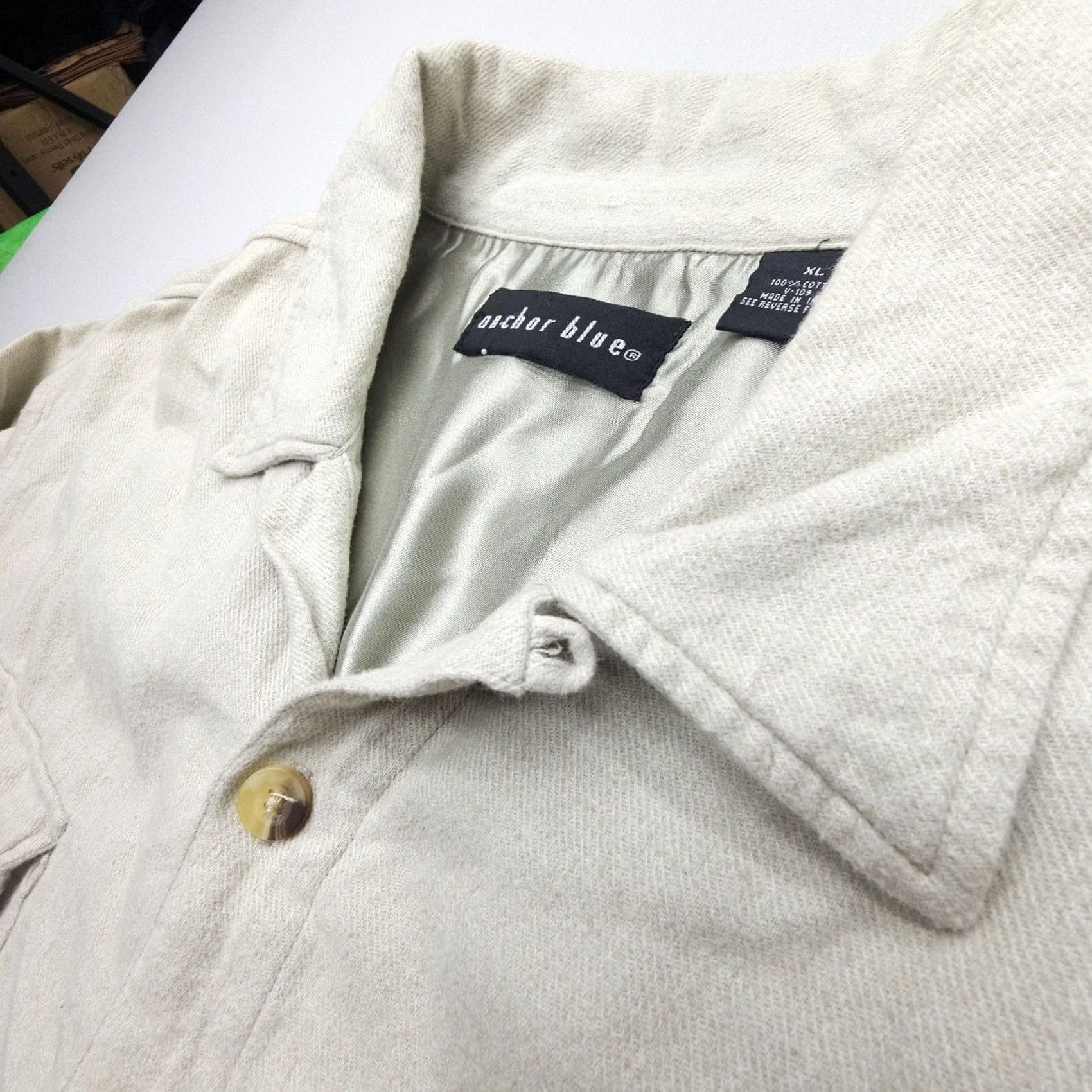 Anchor Blue VINTAGE Anchor Blue Shirt Mens XL Flannel Long Sleeve Button-Up Collared Cotton 90s Baggy Ivory Size US XL / EU 56 / 4 - 6 Thumbnail