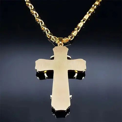 Jewelry Big Cross Jesus Necklace Gold Color Size ONE SIZE - 3 Thumbnail