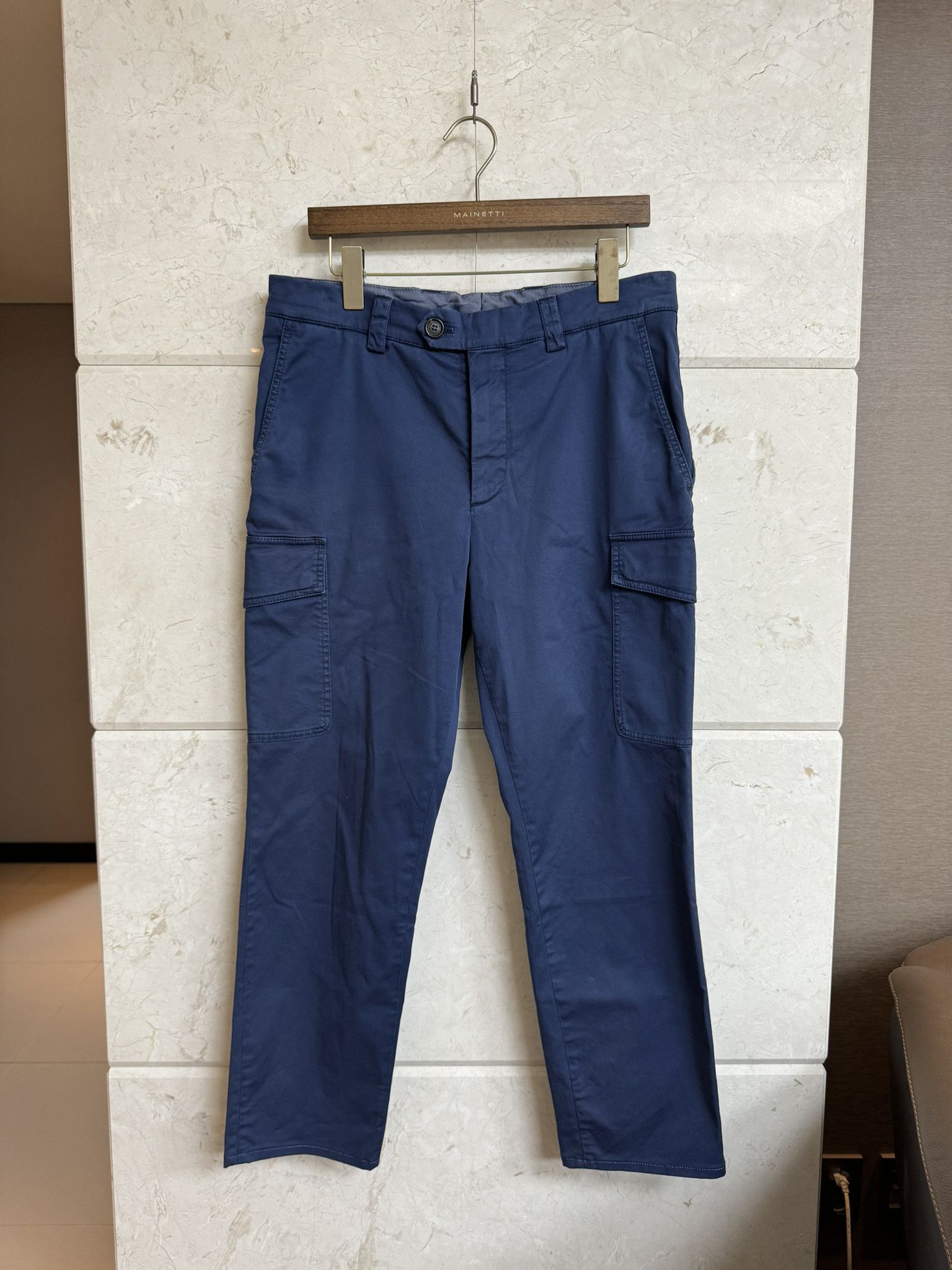 image of Brunello Cucinelli / Blue Cotton Cargo Pants / 46, Men's (Size 30)