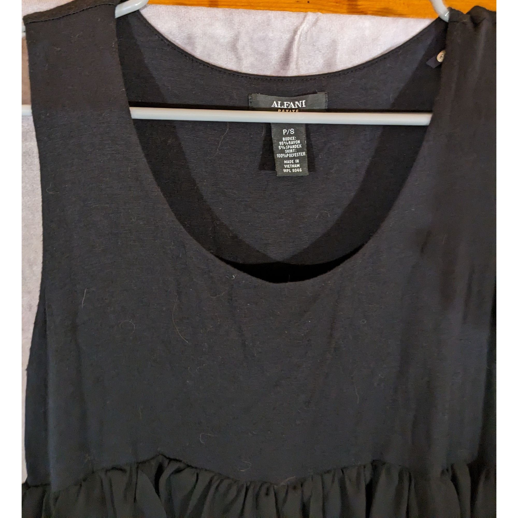 Alfani Alfani Petite Black Tiered Ruffle Sleeveless Dress Size Smal Size S / US 4 / IT 40 - 3 Thumbnail