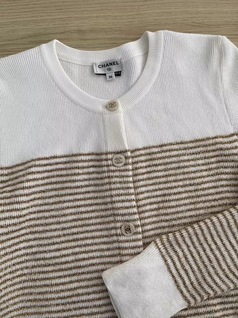 Chanel Chanel 24m white gold striped cardigan coat Size XS / US 0-2 / IT 36-38 - 4 Thumbnail