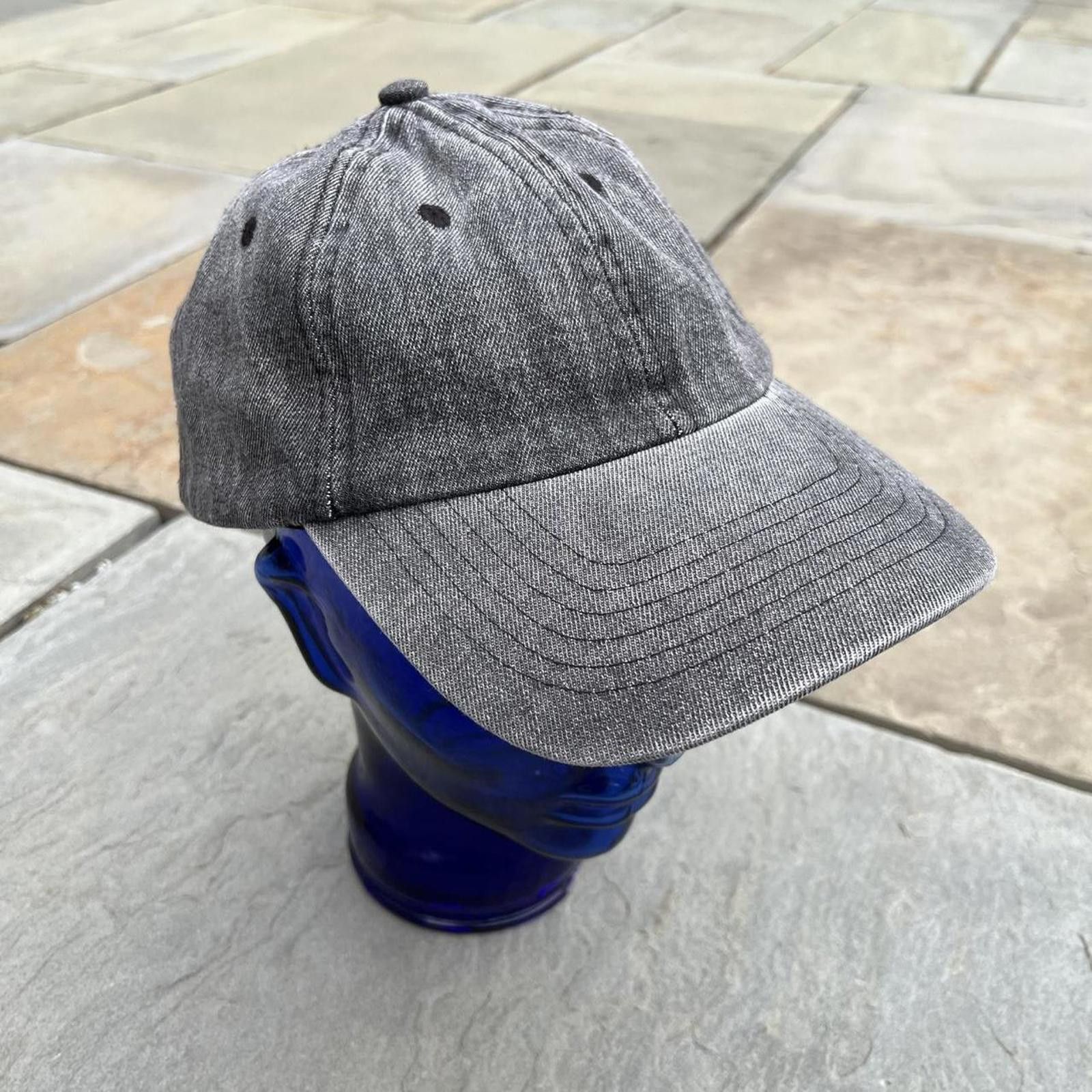 Other Black Grey Denim Strapback Dad Hat Size ONE SIZE - 3 Thumbnail