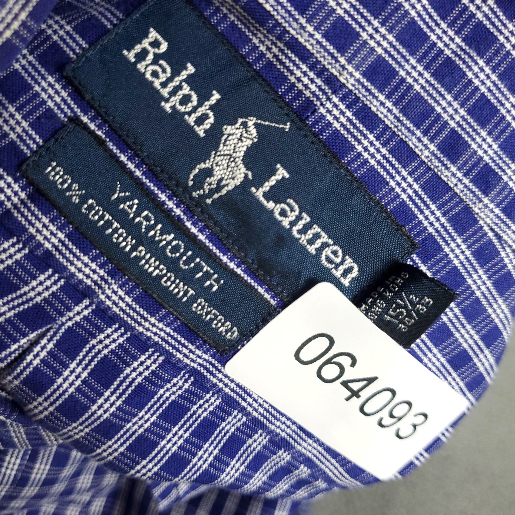 Ralph Lauren Ralph Lauren Dress Shirt Mens Size 15.5 Blue Plaid Button-Up Long Sleeve Classic Cotton Size 40R - 8 Thumbnail