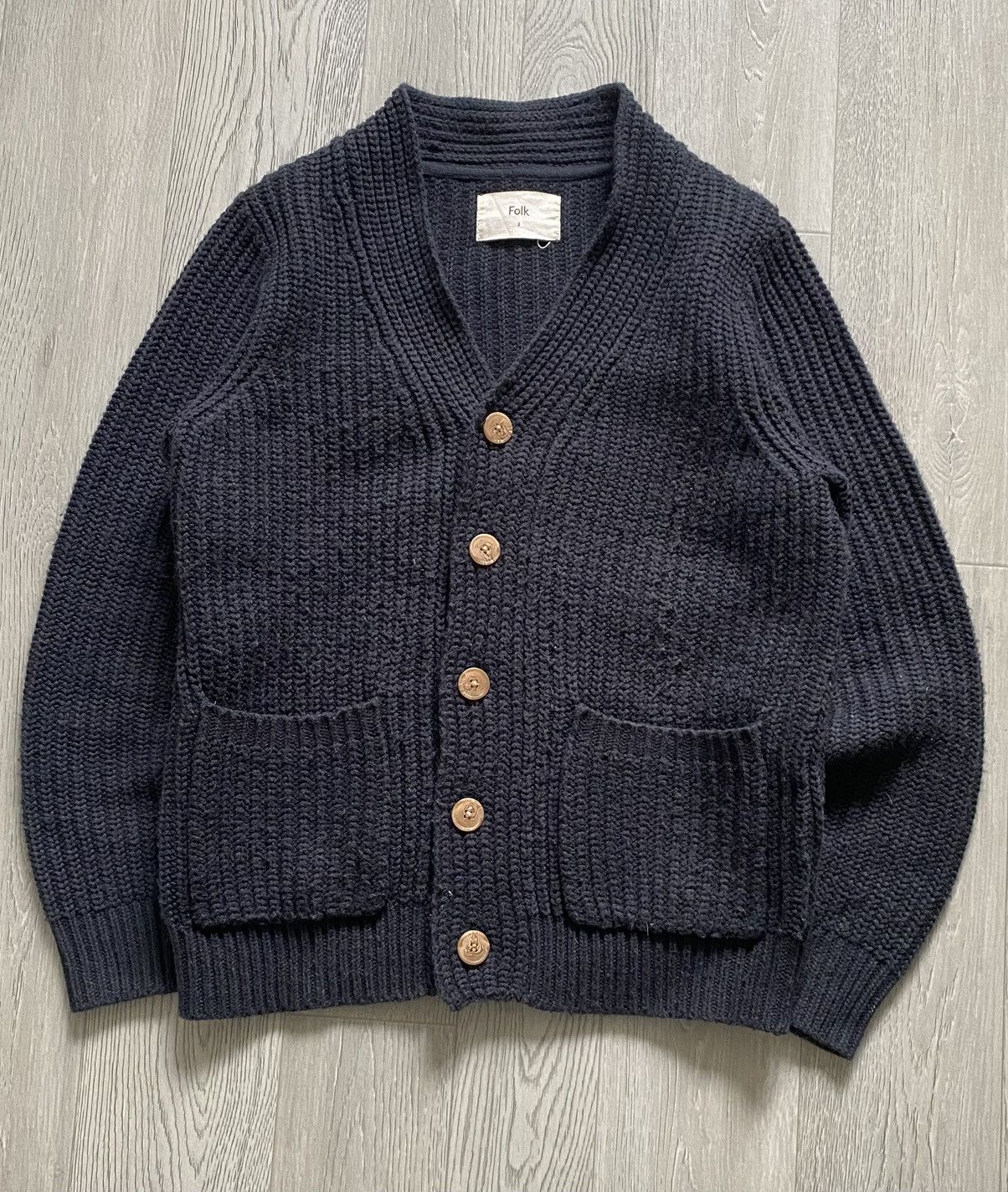 Folk × Japanese Brand Mens Vintage Folk Cardigan navy size 2 M luxury knitwear Size US M / EU 48-50 / 2 - 1 Thumbnail