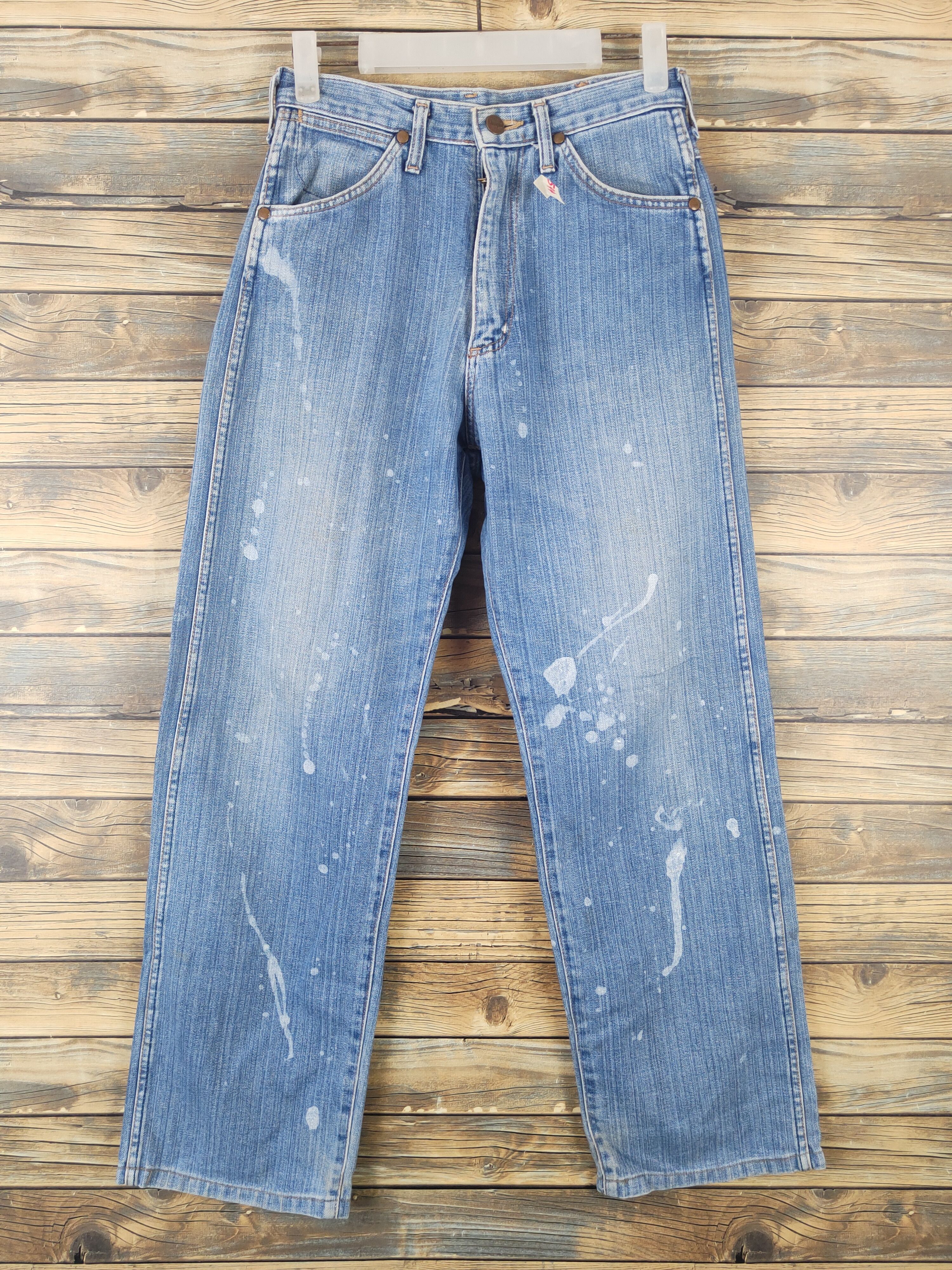 Vintage DL Wrangler Blue Distressed Ripped Jeans #594 Size US 28 / EU 44 - 1 Thumbnail