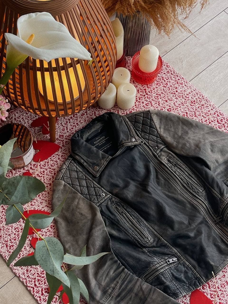 Allsaints AllSaints Grey Black Leather Biker Jacket Size XS / US 0-2 / IT 36-38 - 13 Thumbnail