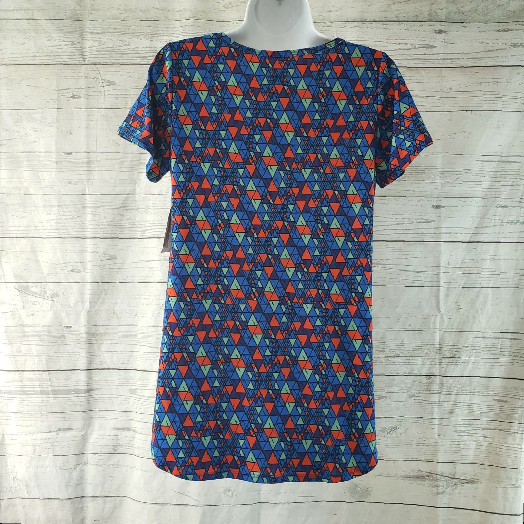 Vintage LuLaRoe Womens Classic T XS Blue Red Geometric Short Sleeve Shirt T-Shirt Womens XS Geometric Pattern Nautical? Size 26" / US 2 / IT 38 - 3 Thumbnail