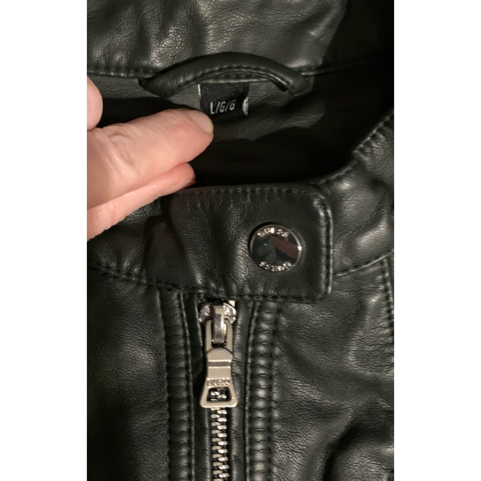 Guess GUESS Jacket Women's Biker Mid-Length Zip Black L Side-Stretch Panels 2193 Size L / US 10 / IT 46 - 7 Thumbnail