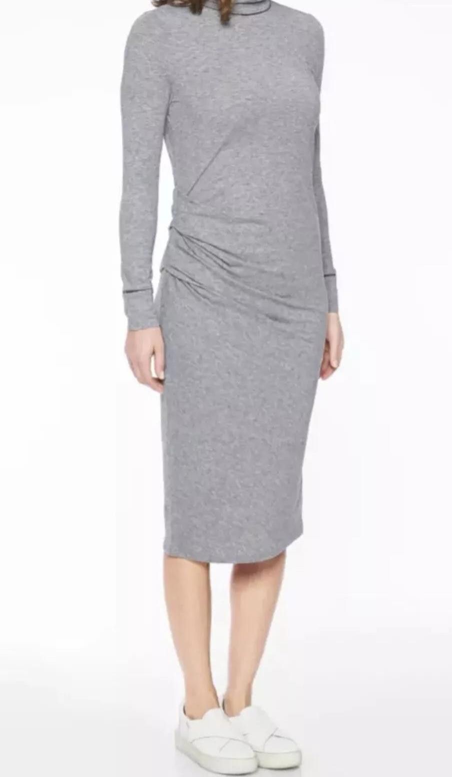 Designer Athleta Industry Turtleneck Heather Gray Midi Dress #270 Size ONE SIZE - 2 Thumbnail