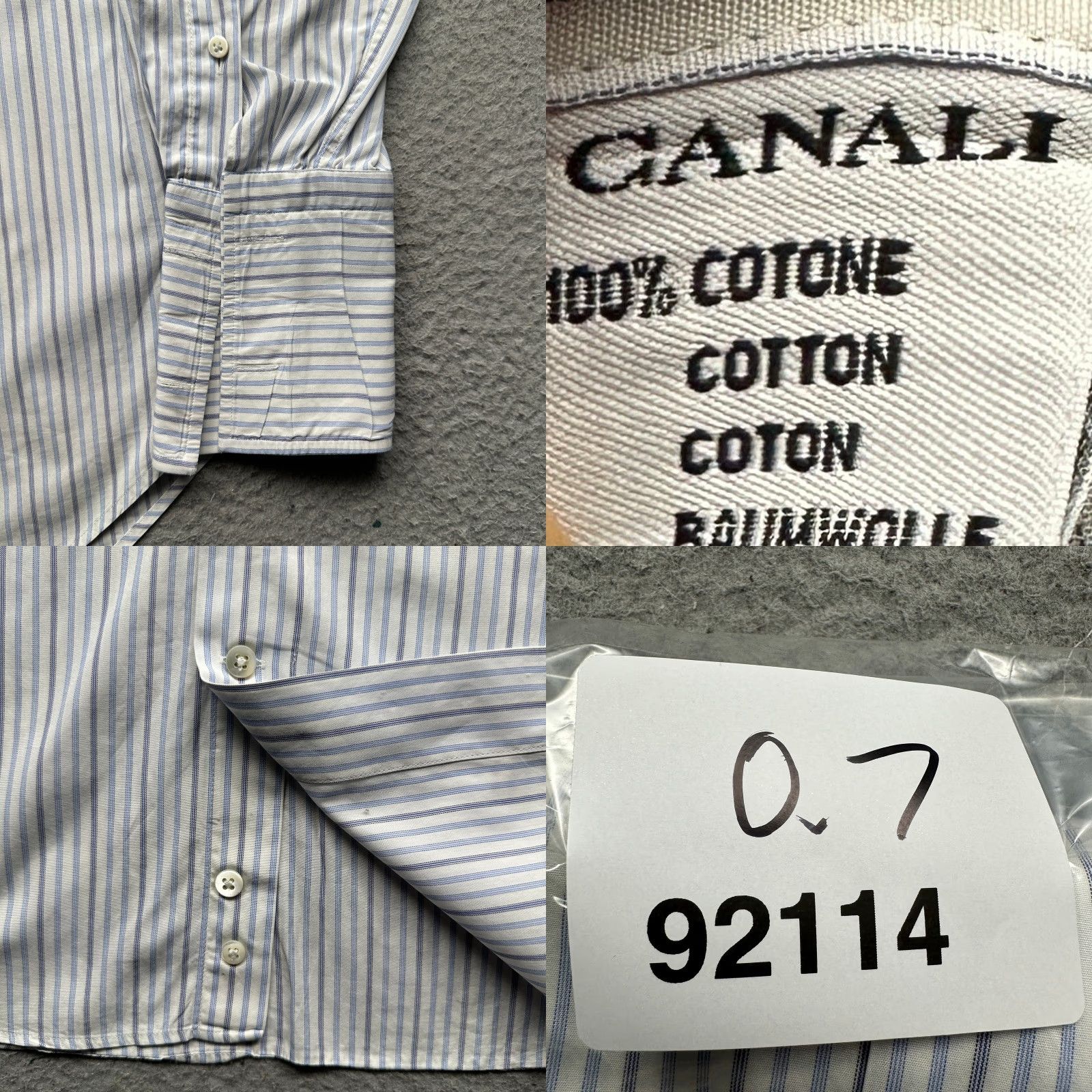 Canali Canali Blue White Striped Button Dress Shirt Men Medium 38 15 Italy French Cuffs Shirt Size 40R - 8 Thumbnail