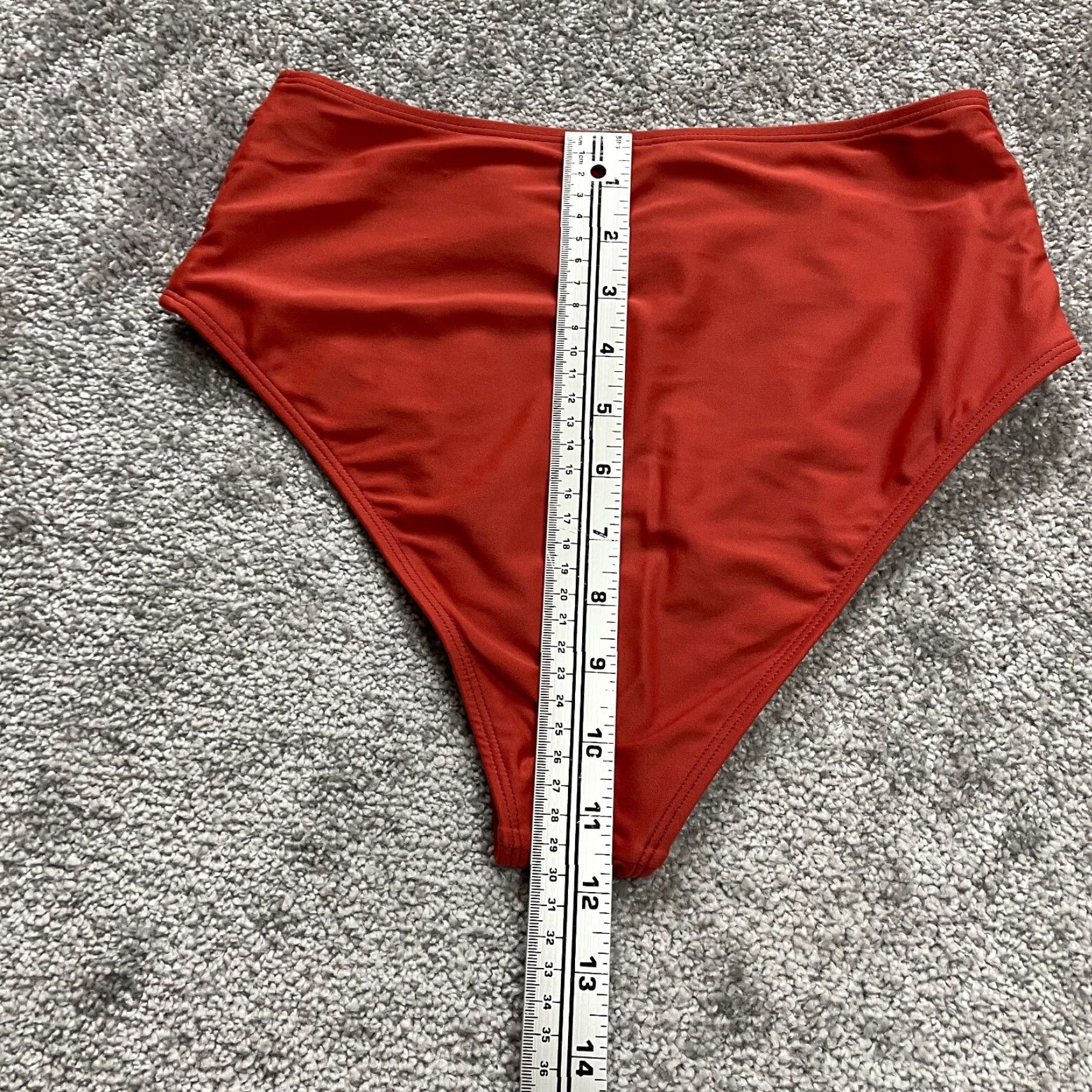 Vintage Unbranded Bikini Bottom Womens W26 Solid Red High Rise Stretch Summer Beach Size 28" / US 6 / IT 42 - 3 Thumbnail