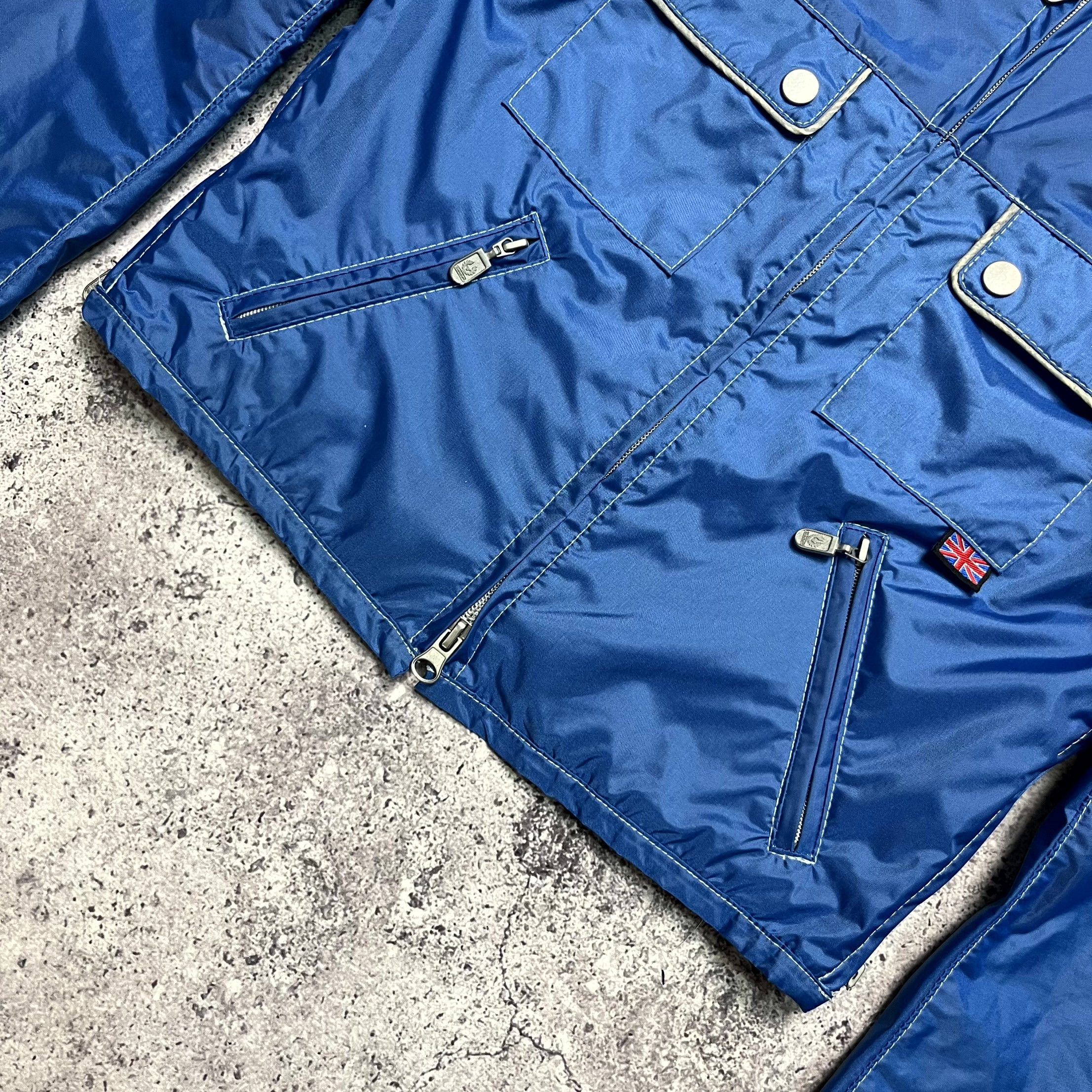 Belstaff Blue Biker Bomber Multipocket Jacket Size 8 XS