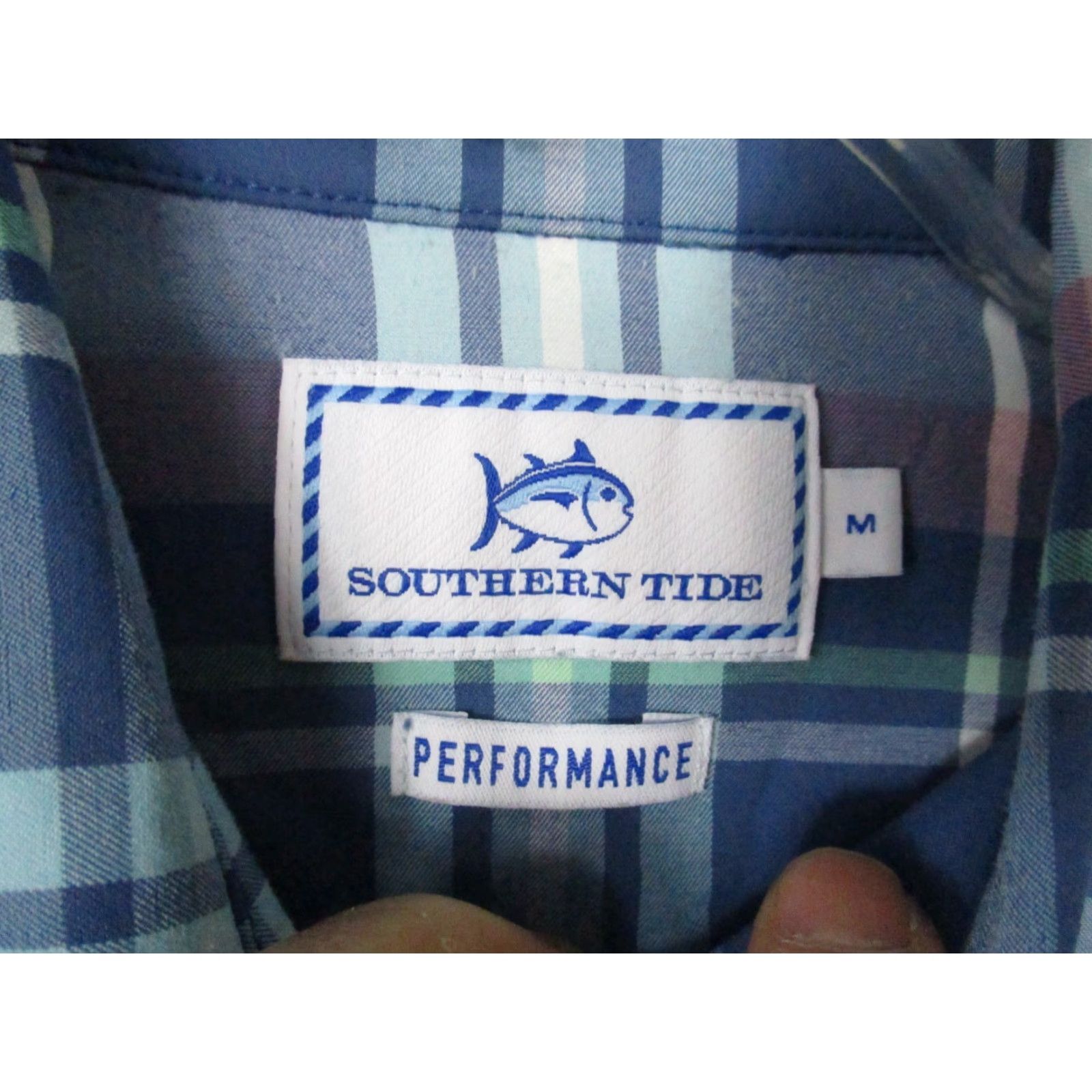 Southern Tide Southern Tide Performance Shirt Medium Mens Blue Salmon Plaid Long Sleeve Button-Up Shirt Size US M / EU 48-50 / 2 - 5 Thumbnail