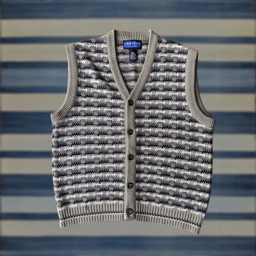 Jantzen VINTAGE Jantzen Sweater Vest Shirt Mens M Brown Striped Knit V-Neck Button 90s Vintage Theme Size US M / EU 48-50 / 2 - 1 Thumbnail