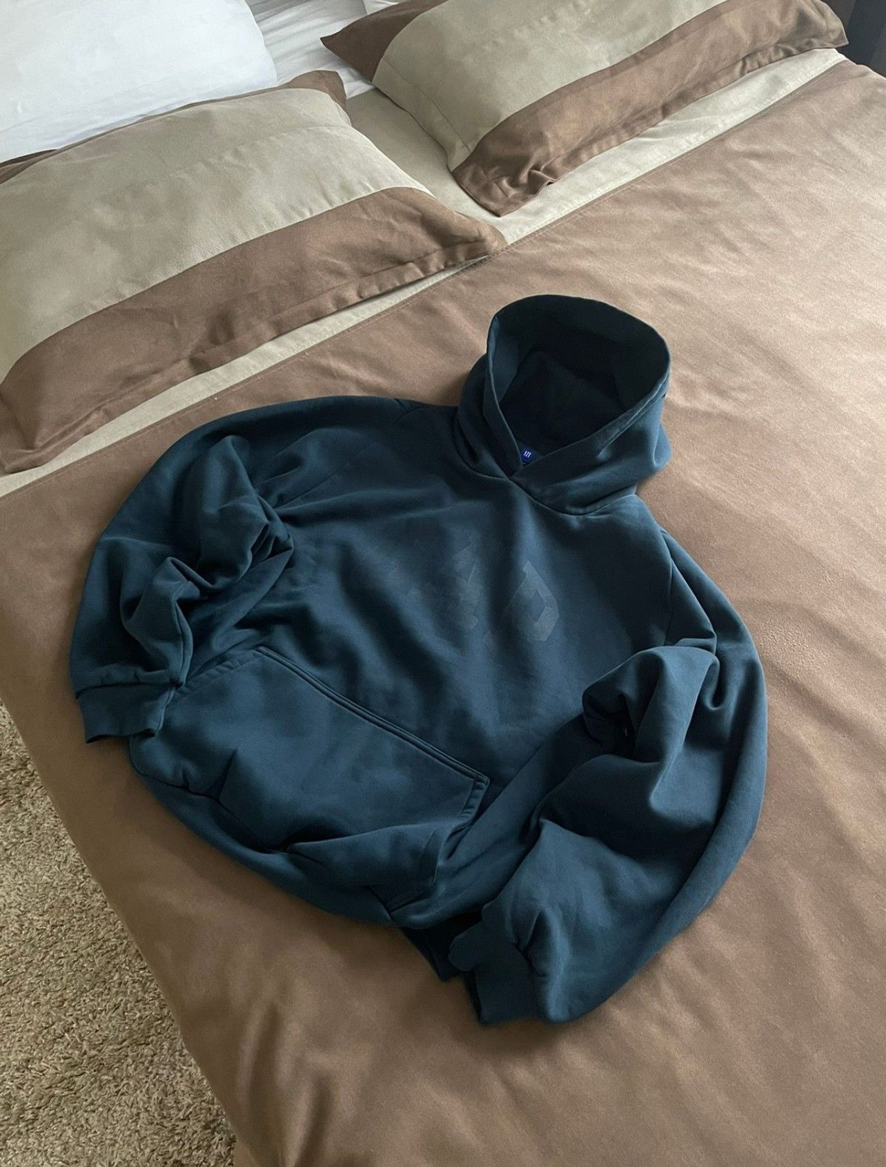 image of Balenciaga x Gap Yeezy Gap Dove Shrunken Hoodie in Blue, Men's (Size Medium)