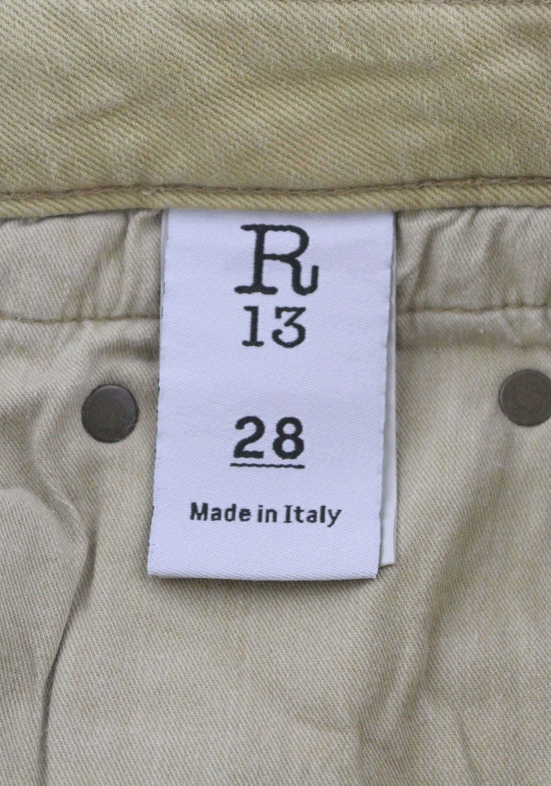 R13 BOY STRAIGHT 28 Khaki Stretch Washed Cropped Zip 86280 Size 28" / US 6 / IT 42 - 9 Thumbnail