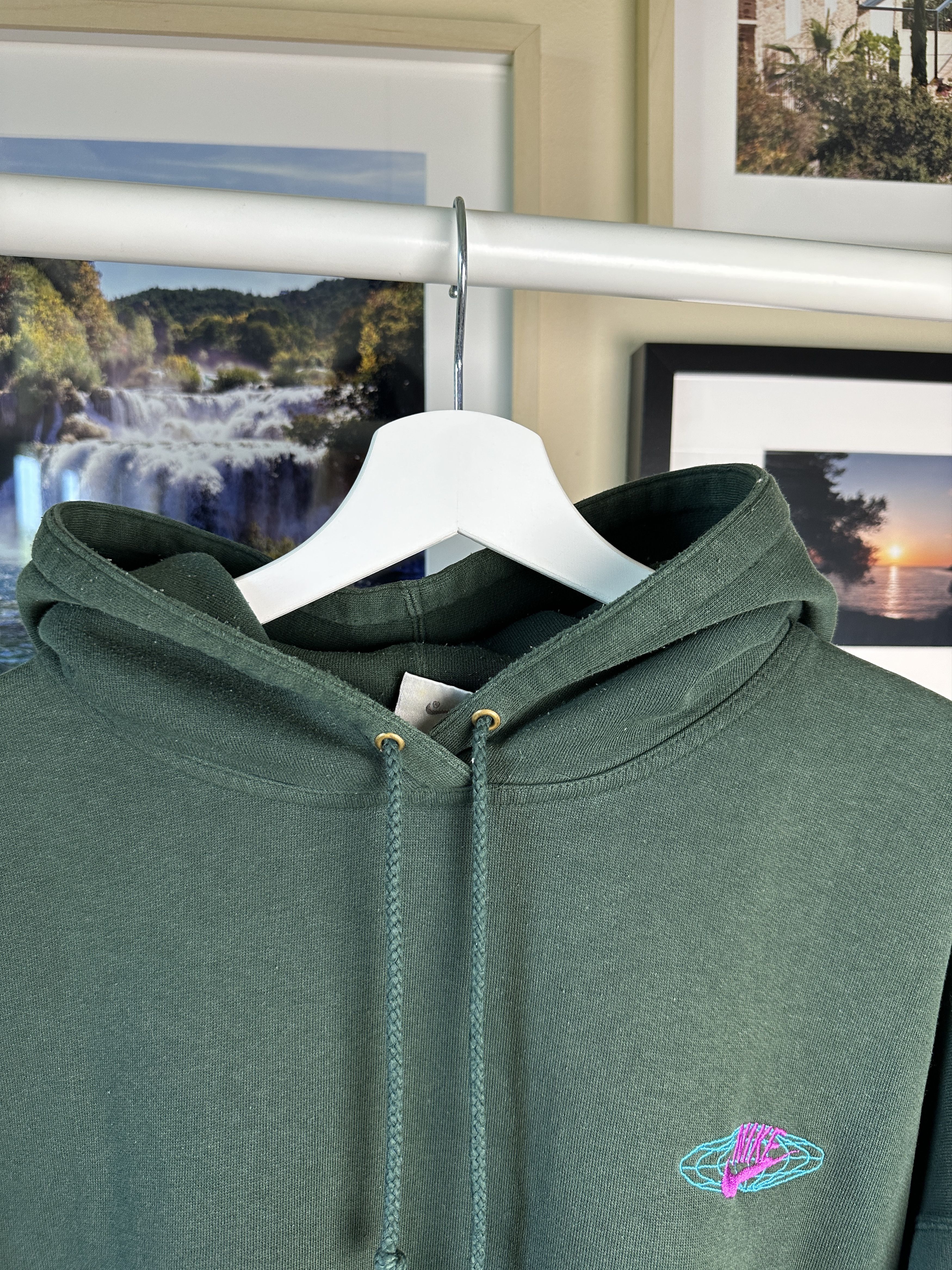Nike × Vintage Vintage Nike Hoodie – Green – Globe Logo Size US L / EU 52-54 / 3 - 2 Thumbnail