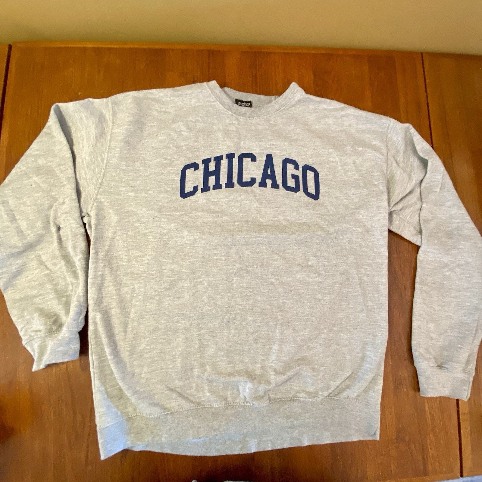Boohoo Chicago XL Sweatshirt Crew Long Sleeve Gray Pullover Shirt Size US XL / EU 56 / 4 - 1 Thumbnail