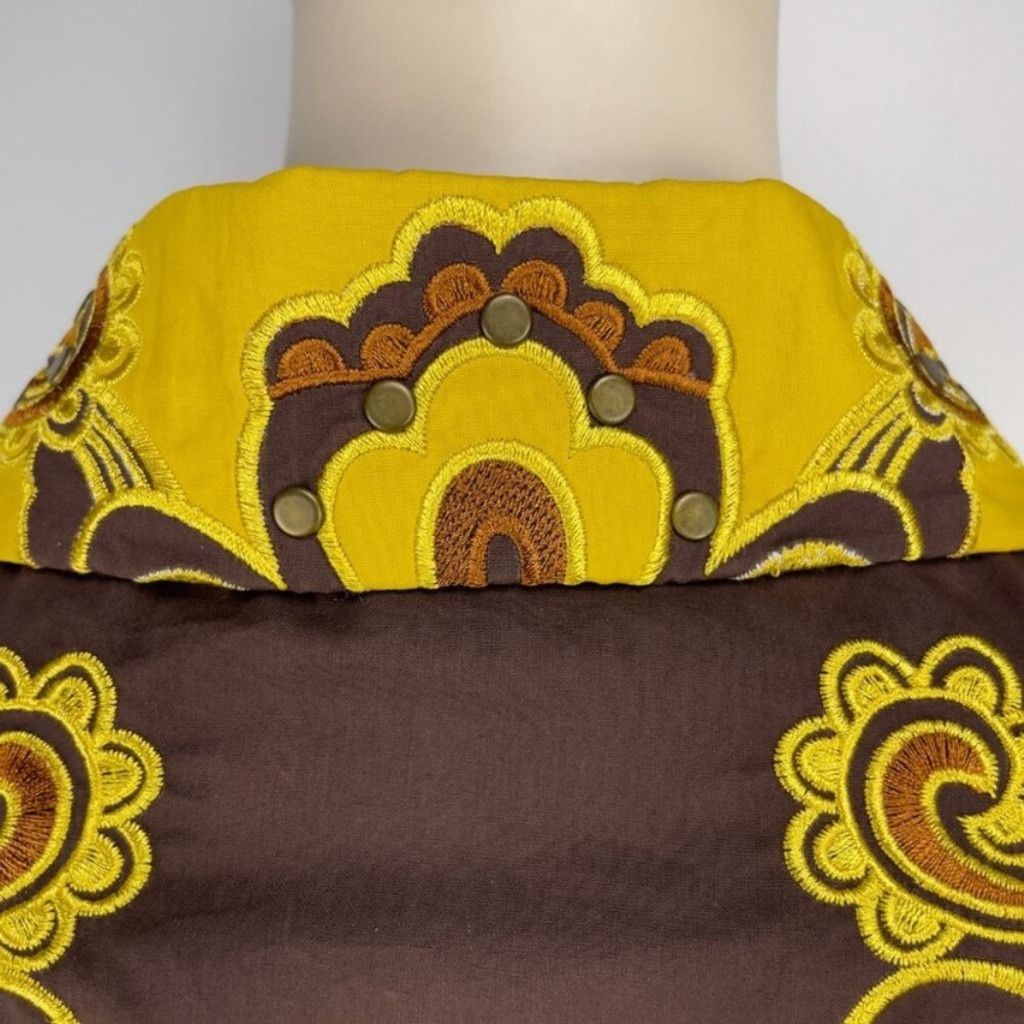 Other BEULAH Bohemian Shirt Blouse White Yellow Brown Luxury Top S Size S / US 4 / IT 40 - 9 Thumbnail