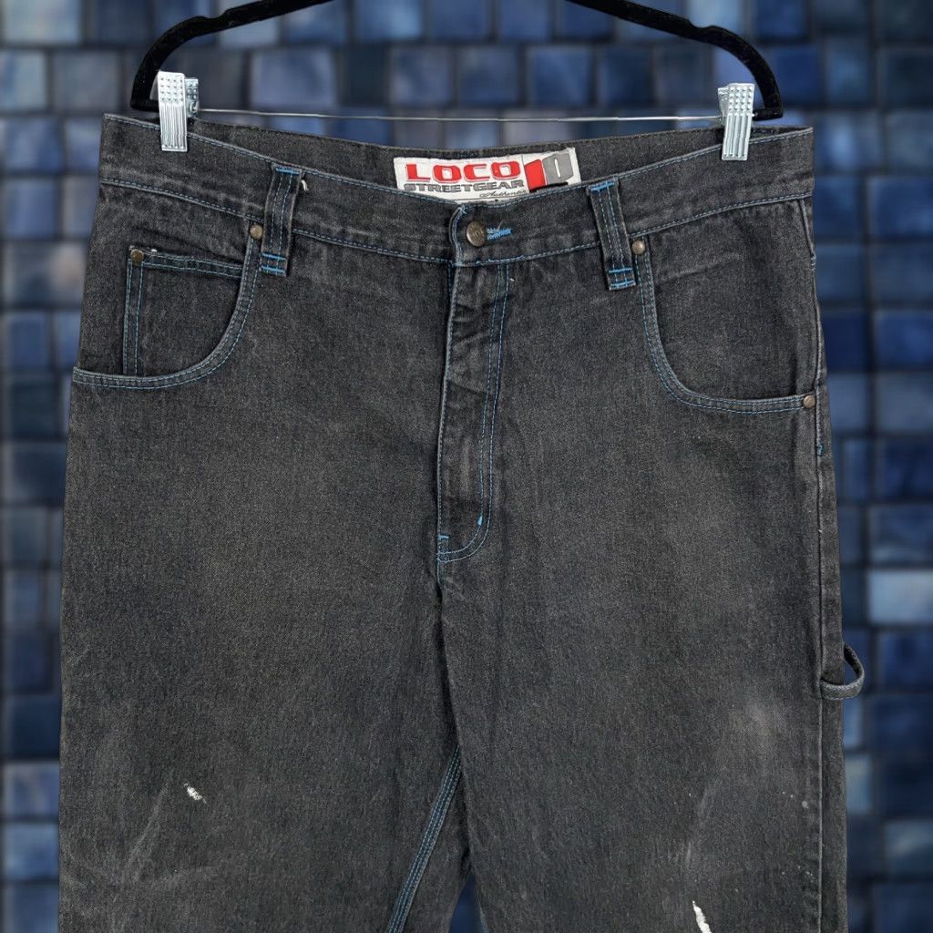 Vintage VINTAGE Loco Streetgear Jeans Mens 38x33 Baggy Carpenter Hammer Loop denim Pants Black/Charcoal Size US 38 / EU 54 - 1 Thumbnail
