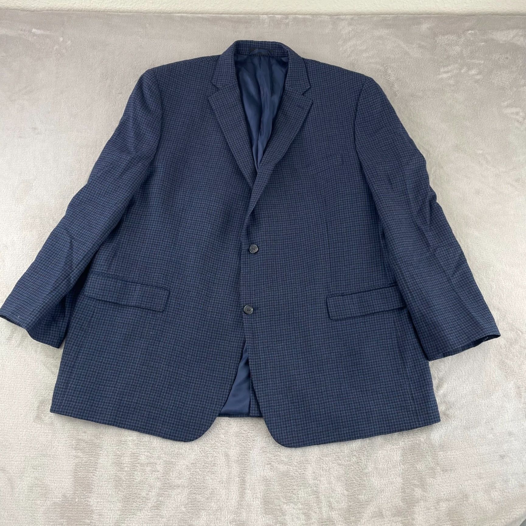 Ralph Lauren Lauren Ralph Lauren Sports Coat Blazer Men 46L Long Blue Check Wool Two-Button Jacket Size 46R - 5 Thumbnail