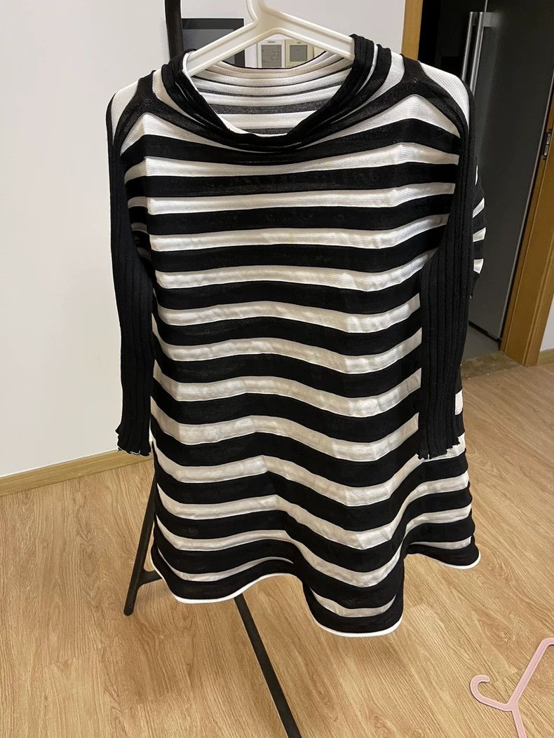 Issey Miyake Issey Miyake Pleats Please Black and White Striped Dress - dmc Size US S / EU 44-46 / 1 - 1 Thumbnail