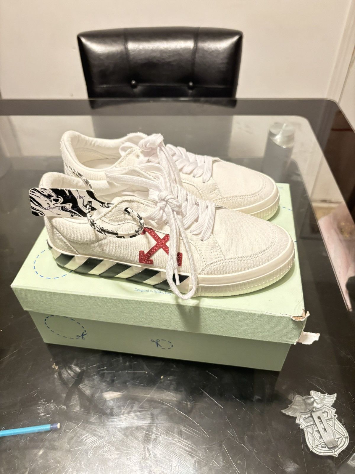 Off-White OFF-WHITE Vulc Low Canvas White Violet SS20 Size US 8 / IT 38 - 3 Thumbnail