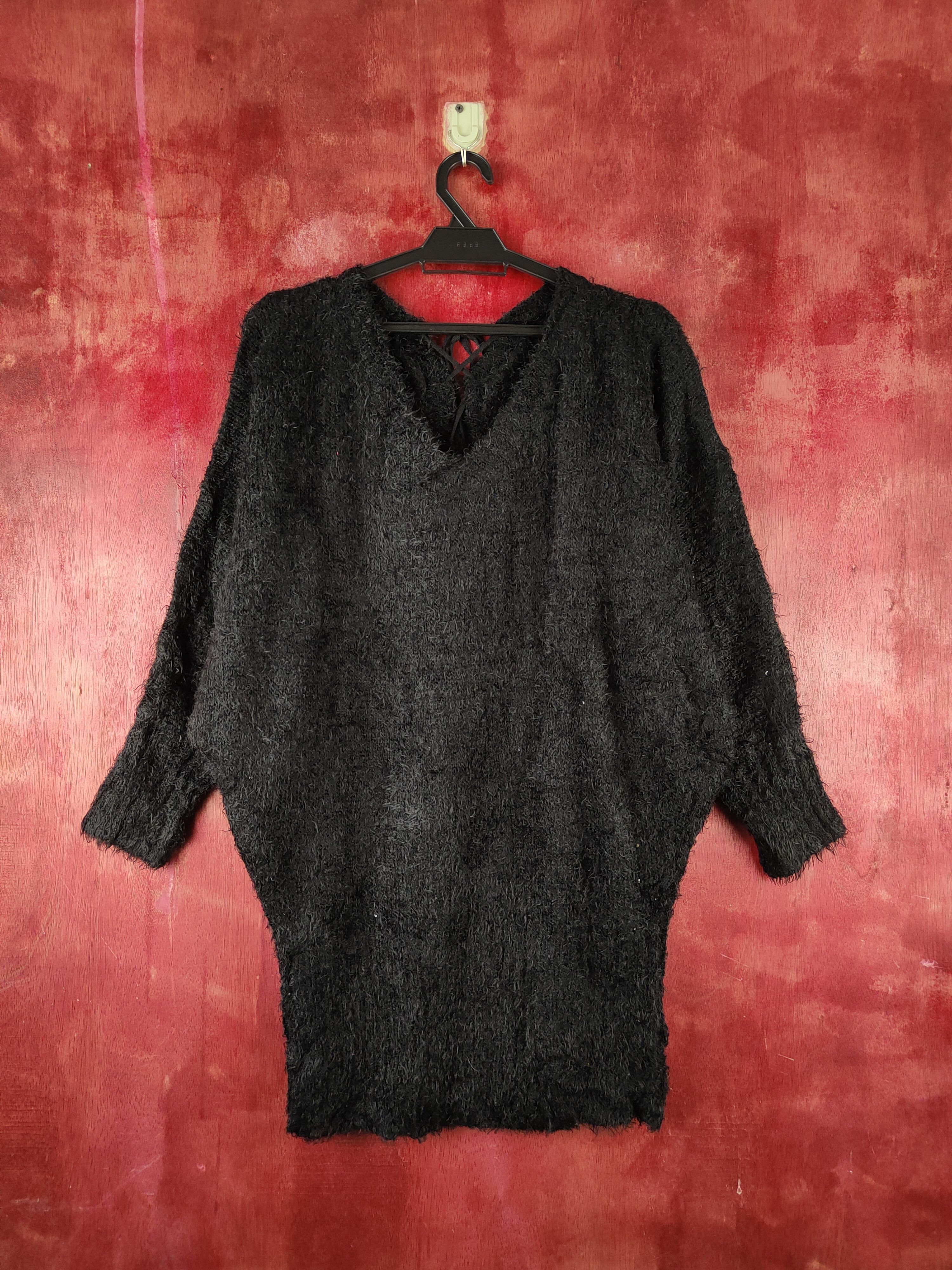 Homespun Knitwear Dialle&Laisenn Black Shag Shaggy Fur Mohair Knitwear #S2193 Size L / US 10 / IT 46 - 1 Thumbnail