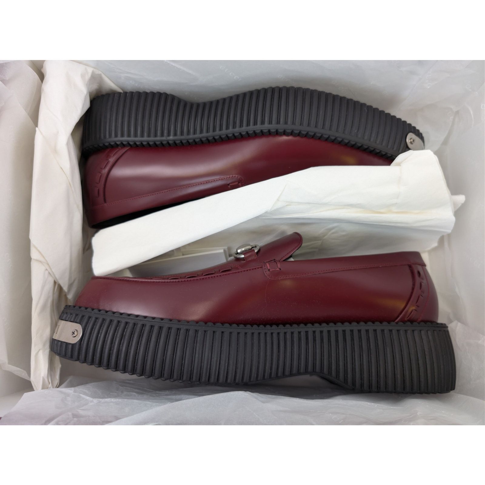 Gucci o1rshd1 Horsebit Creeper Loafer in Rosso Ancora Red leather Size US 11.5 / EU 44-45 - 22 Thumbnail
